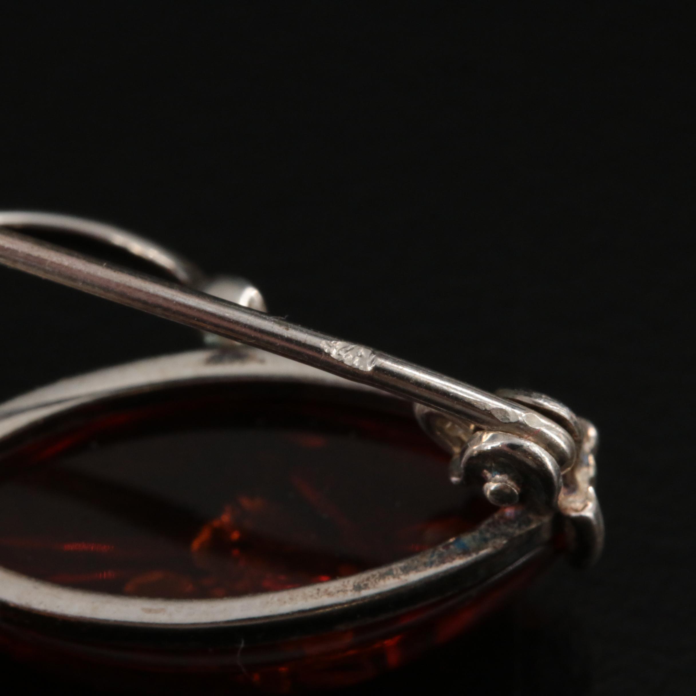 Sterling Amber Bracelet and Brooch