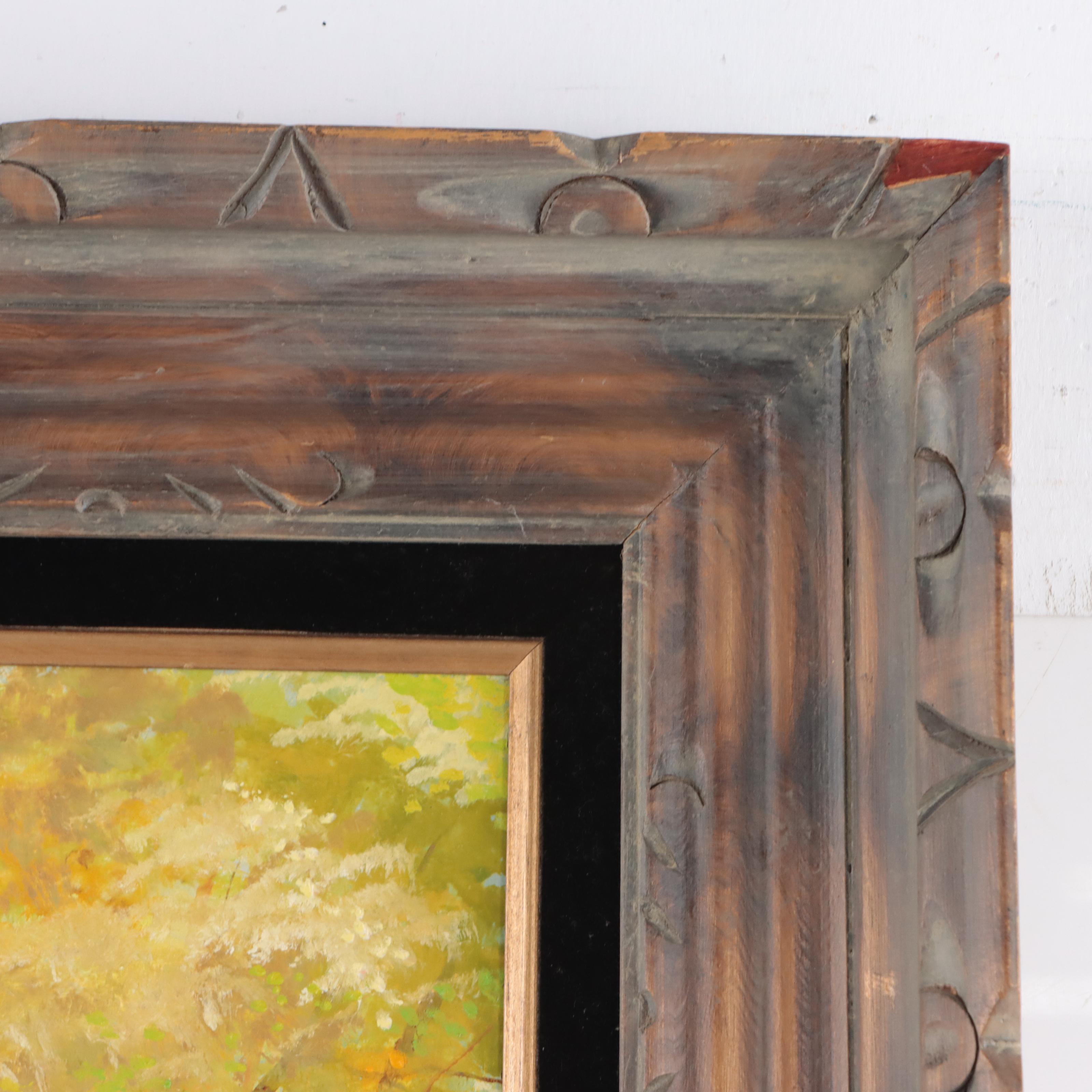 Barbara Hess Mercier Oil Painting of Child Frolicking Through the Forest