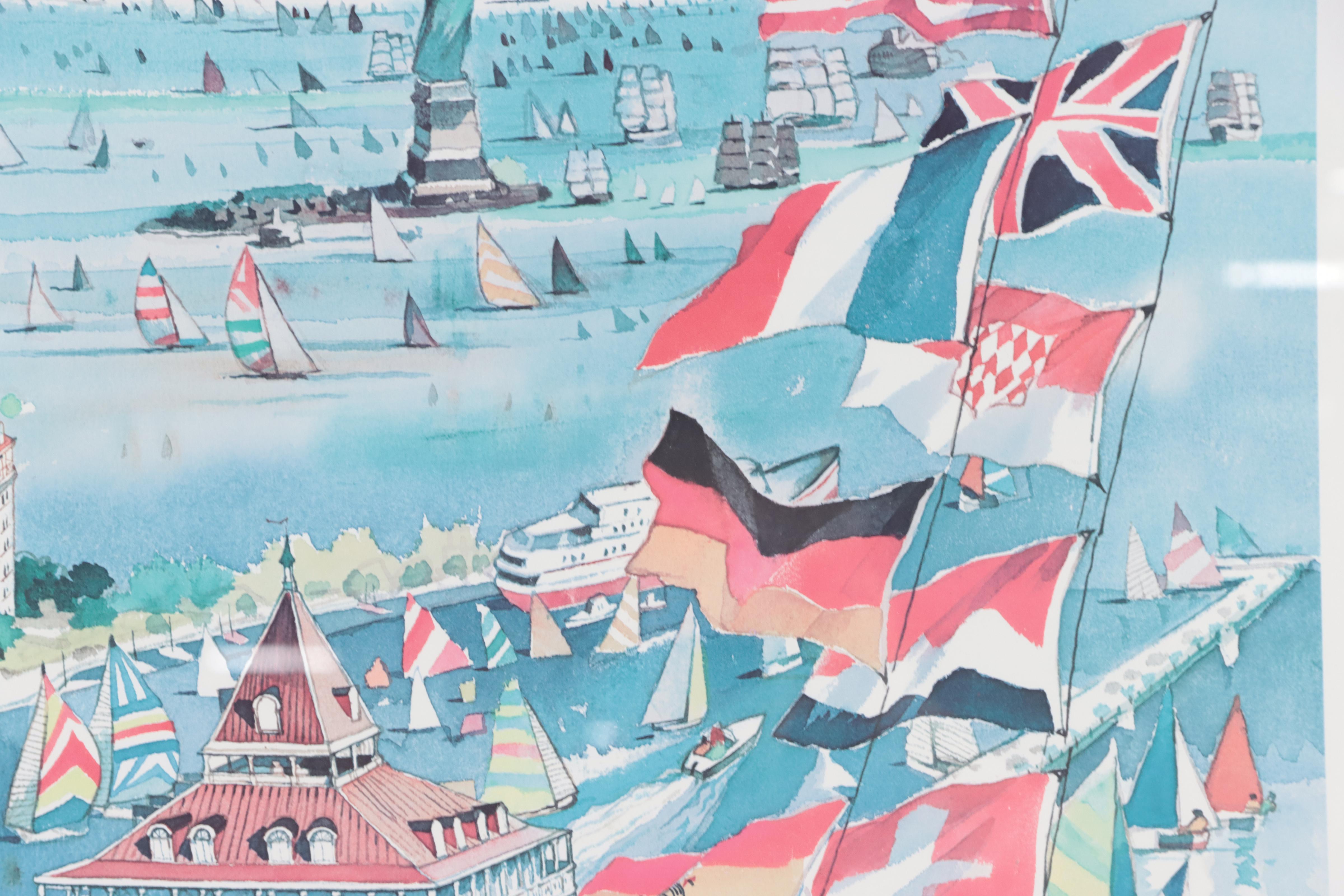 Offset Lithograph After Dong Kingman "Port Liberté," 21st Century