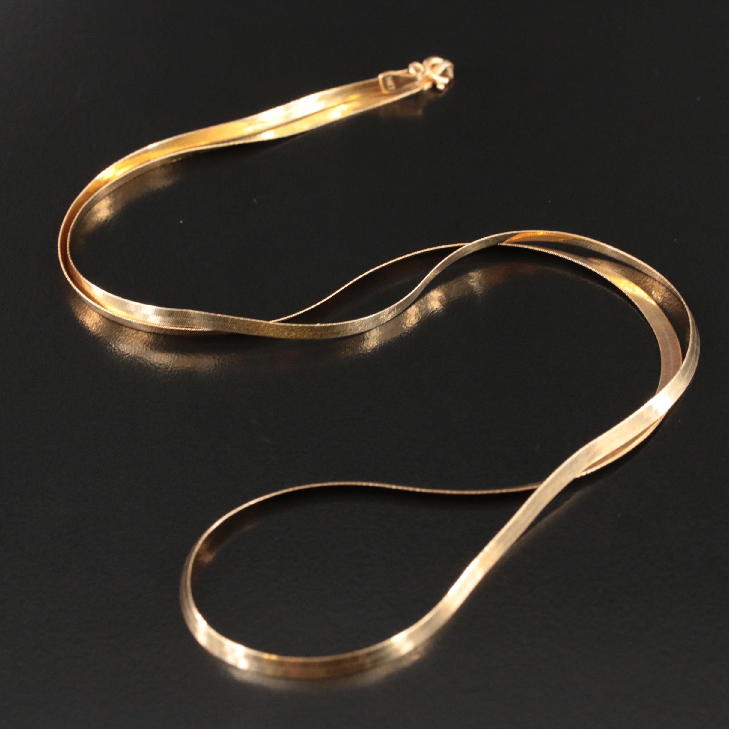 14K Herringbone Chain Necklace