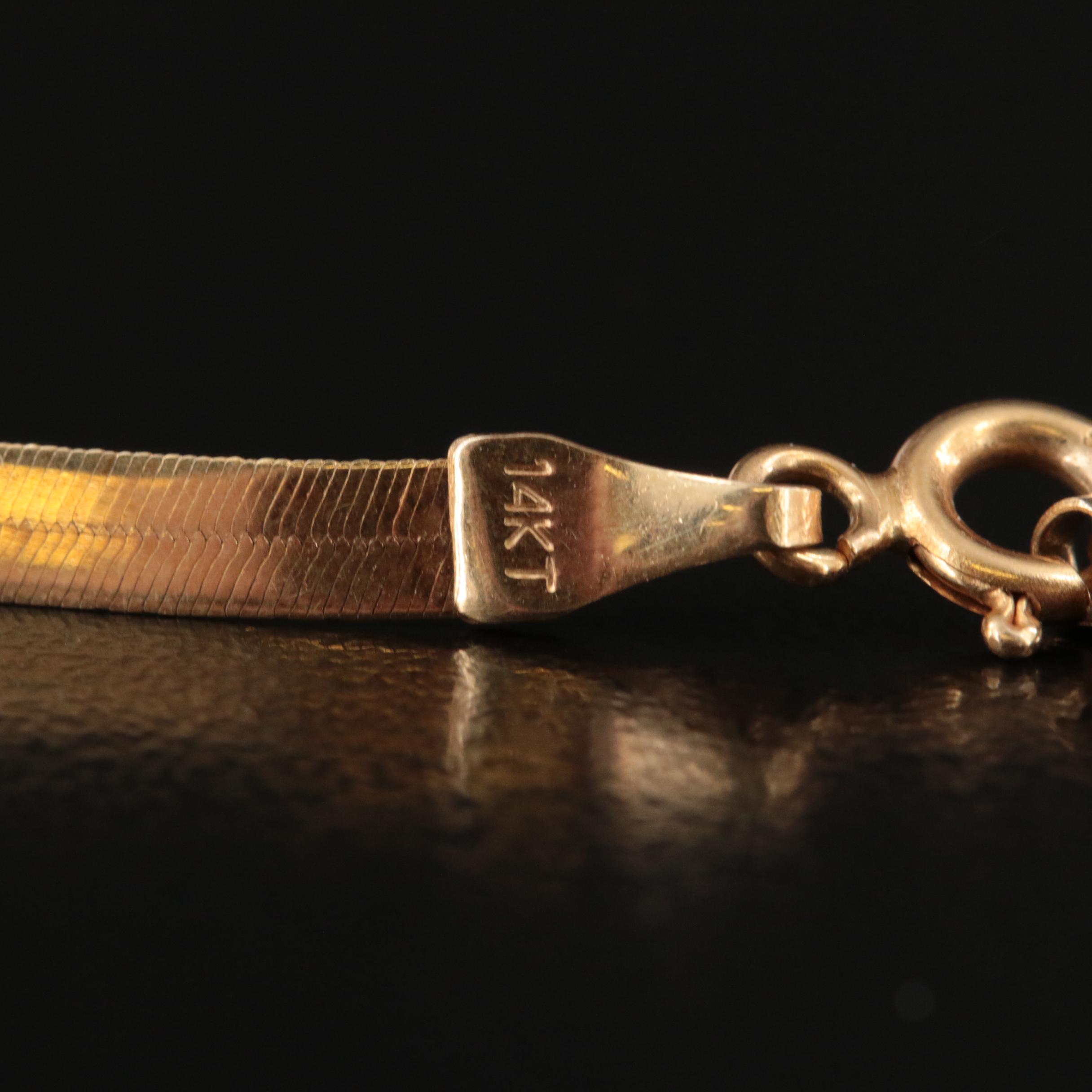 14K Herringbone Chain Necklace