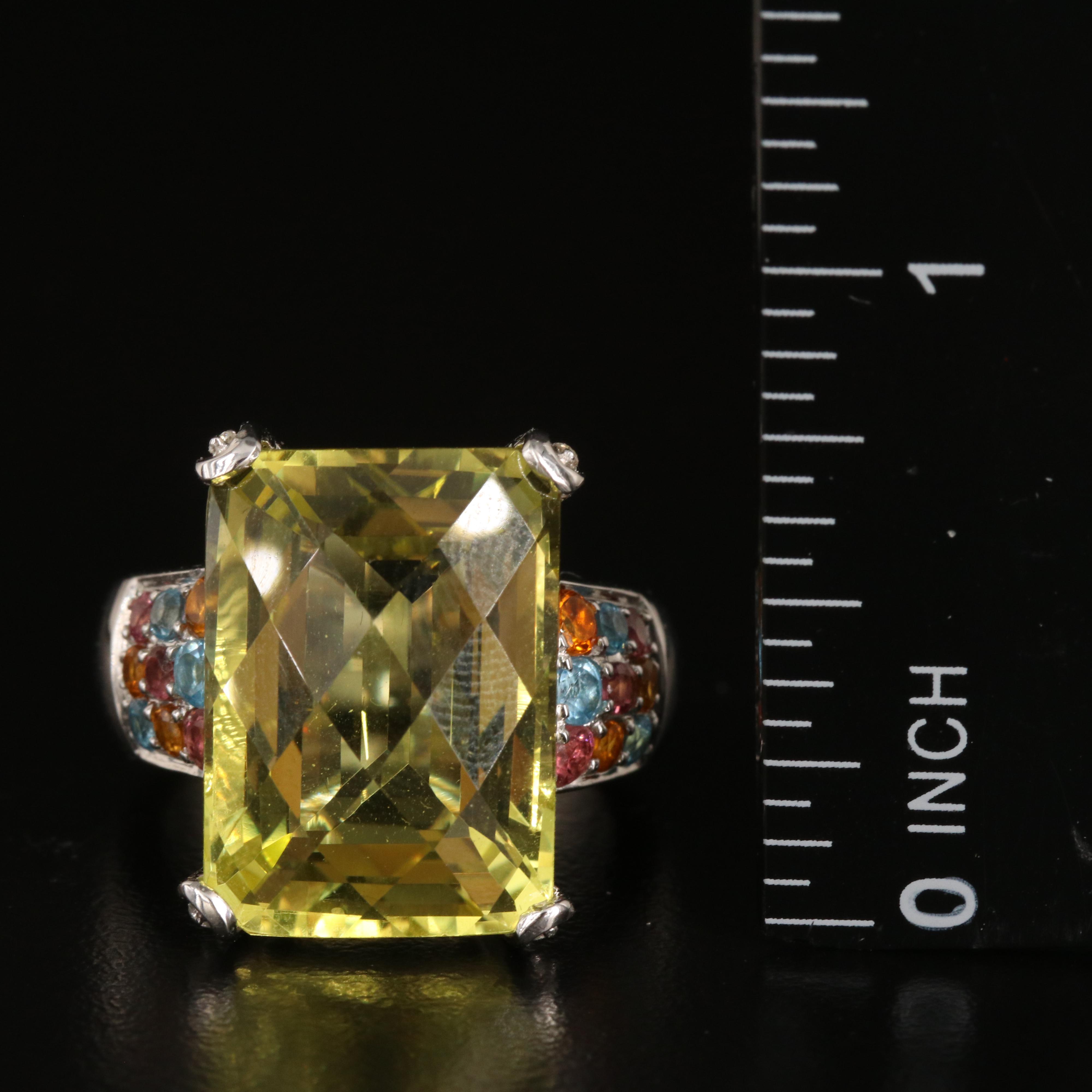 14K Citrine, Topaz, Tourmaline and Diamond Ring with 18.47 CT Center