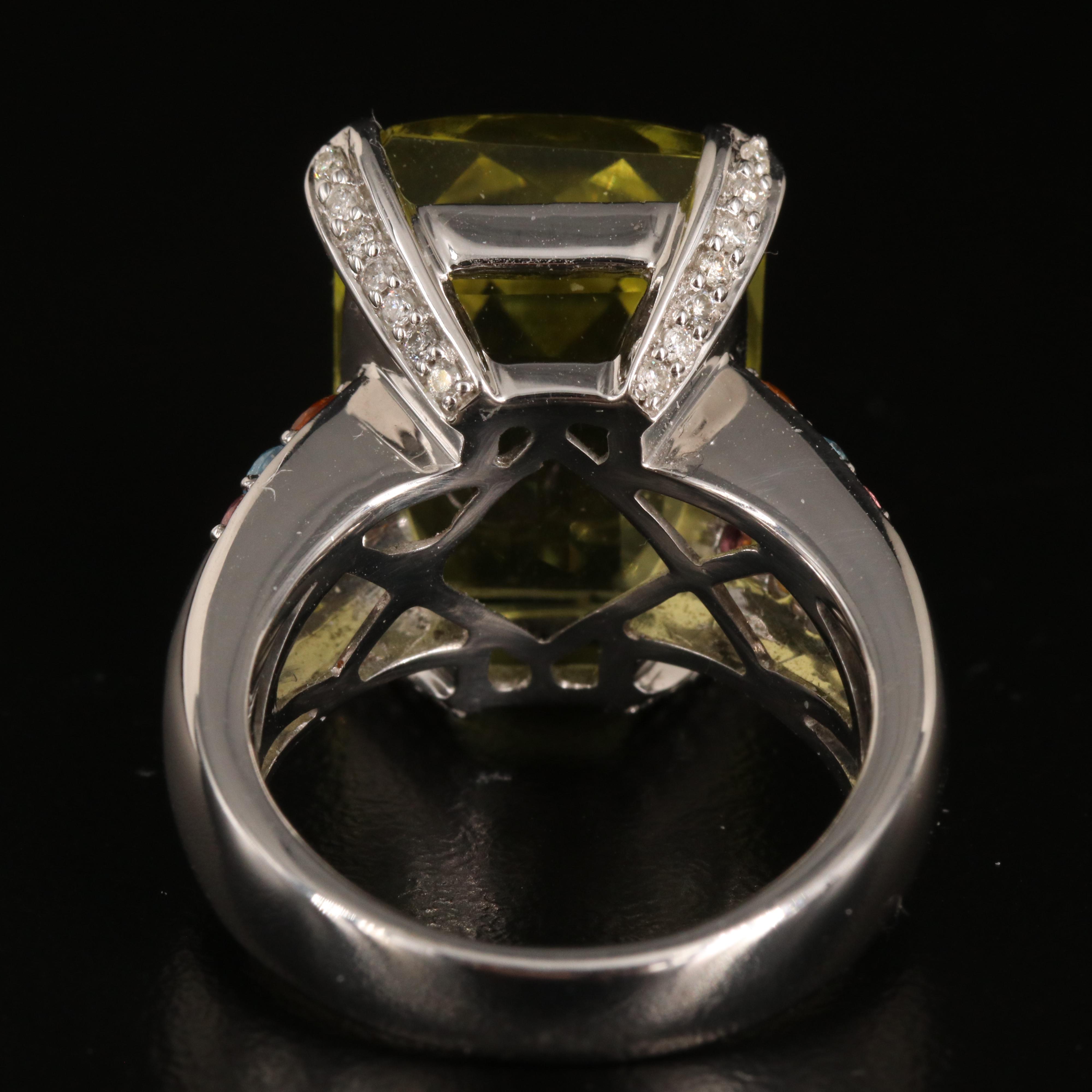 14K Citrine, Topaz, Tourmaline and Diamond Ring with 18.47 CT Center