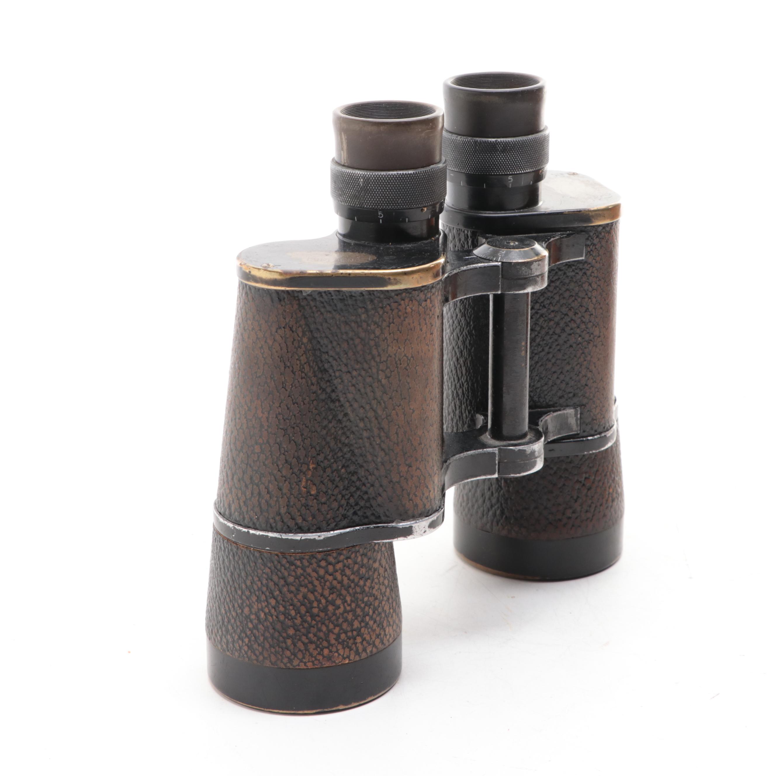 WWII Era Carl Zeiss 7 x 50 Binoculars with Leather Case