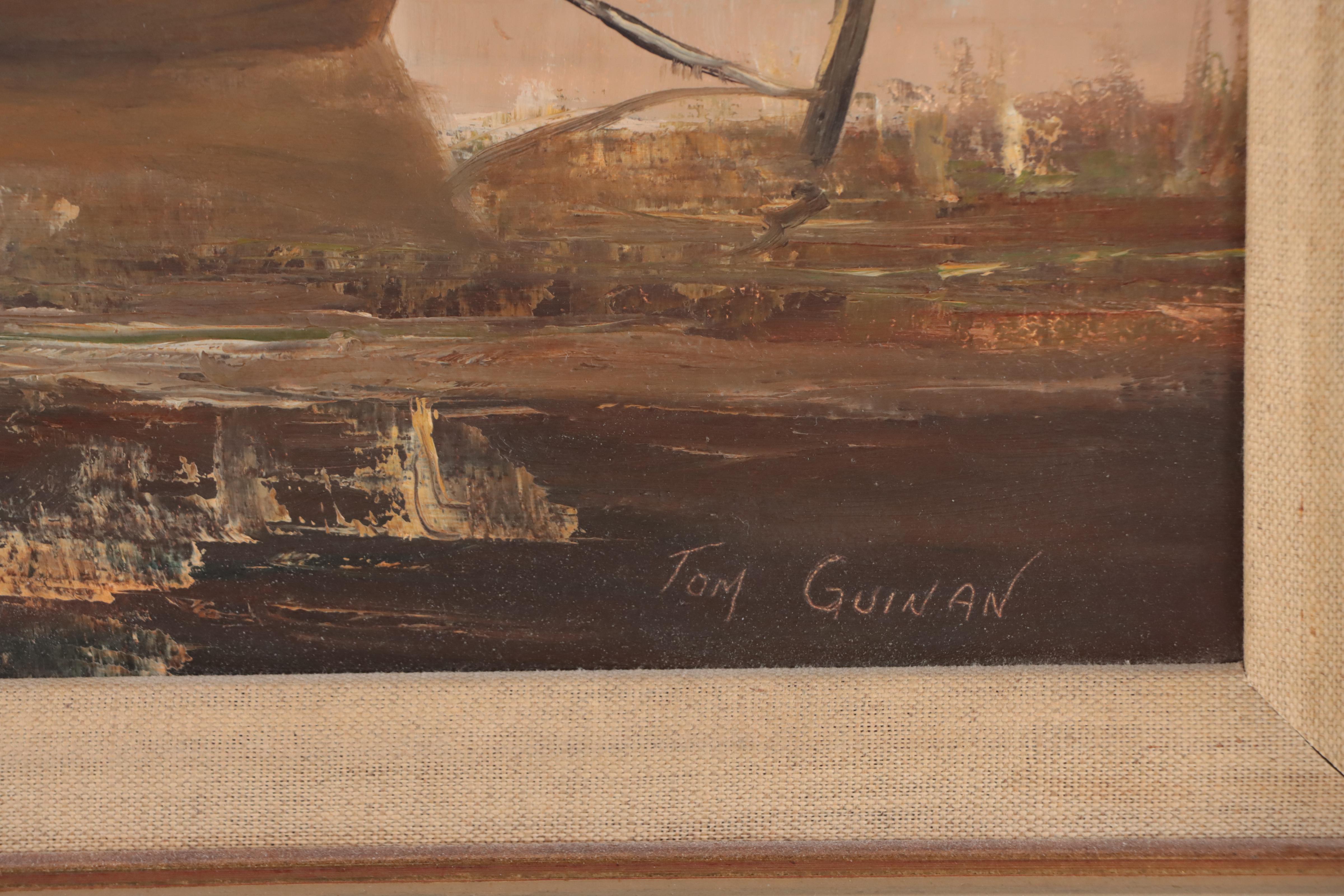 Tom Guinan Marsh Landscape Oil Painting, Late 20th Century