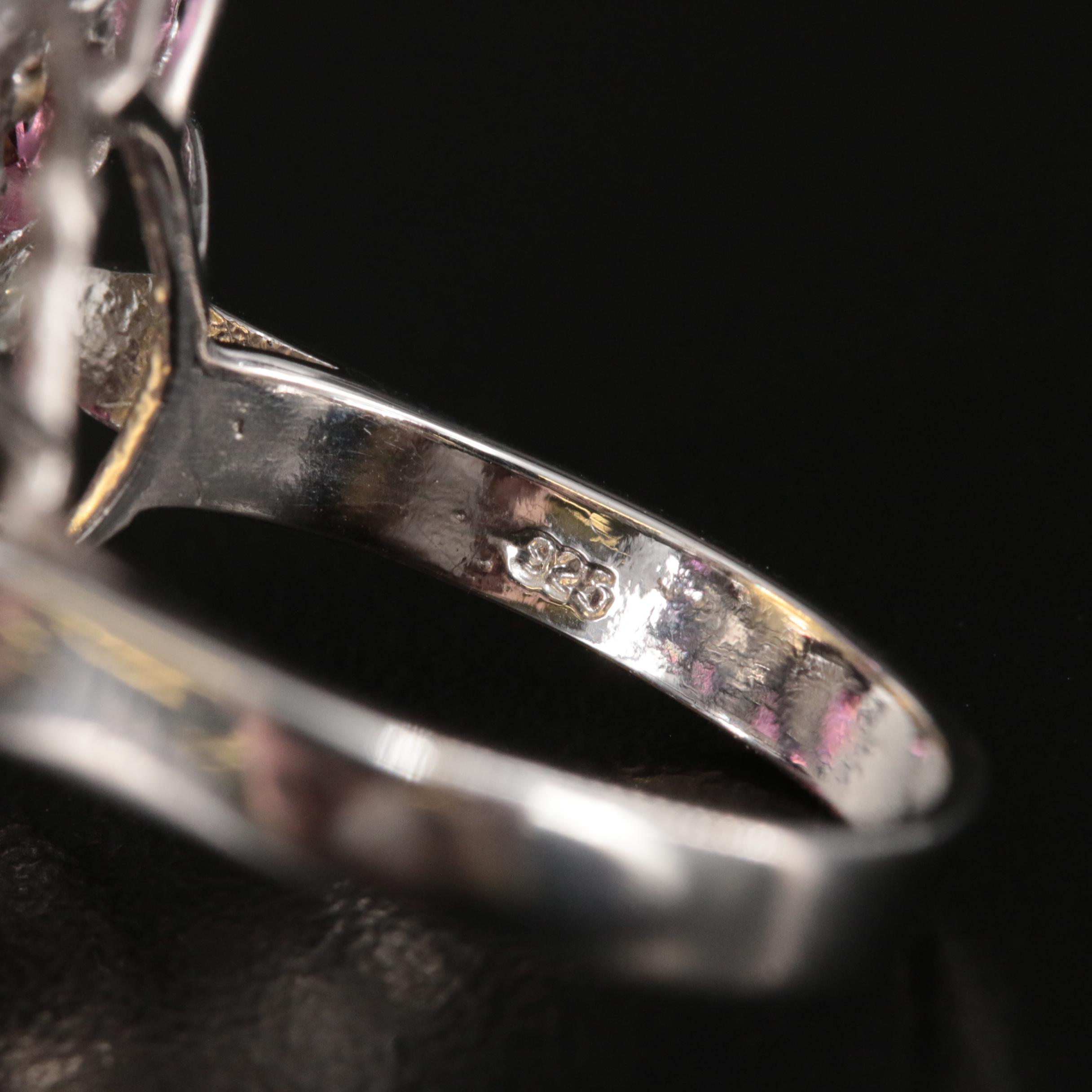 Sterling Citrine, Garnet and Aquamarine Ring