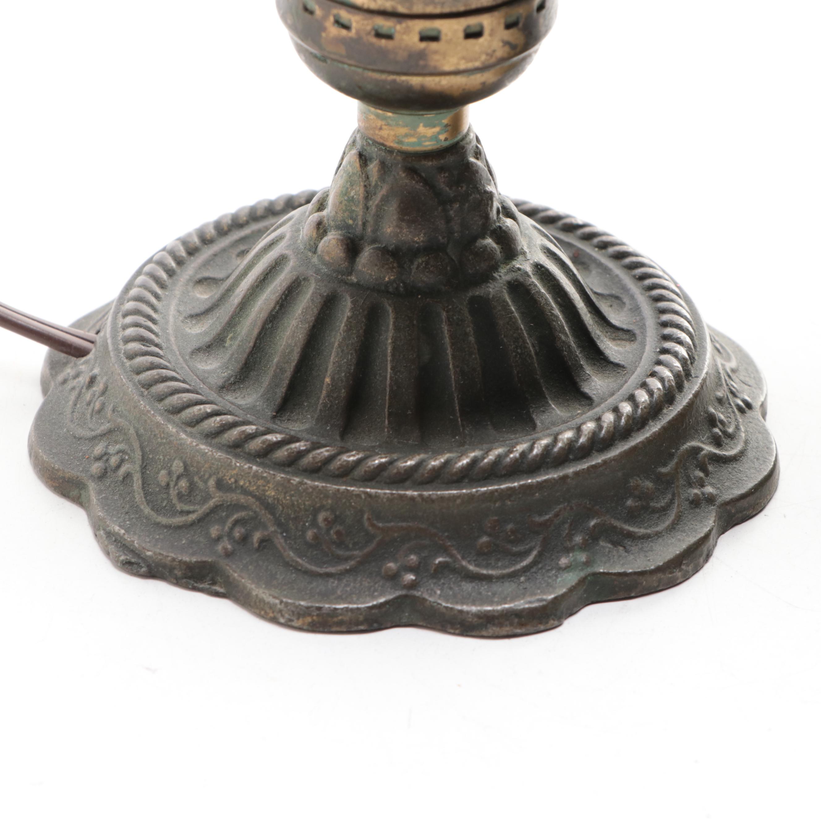 Pair of Victorian Style Boudoir Lamps with Satin Uranium Glass Shades, 1930s