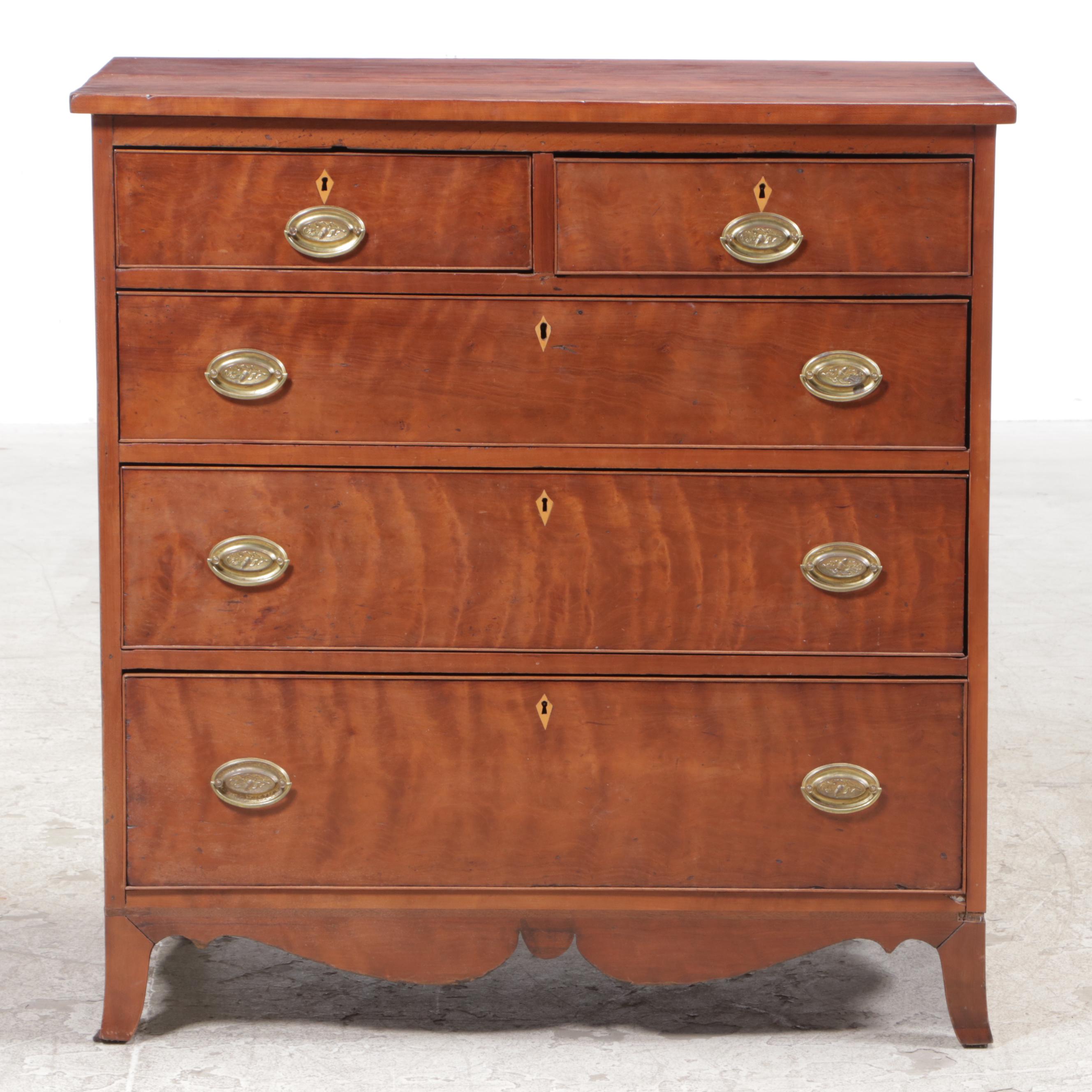 Federal Cherrywood Five-Drawer Chest, Early 19th Century