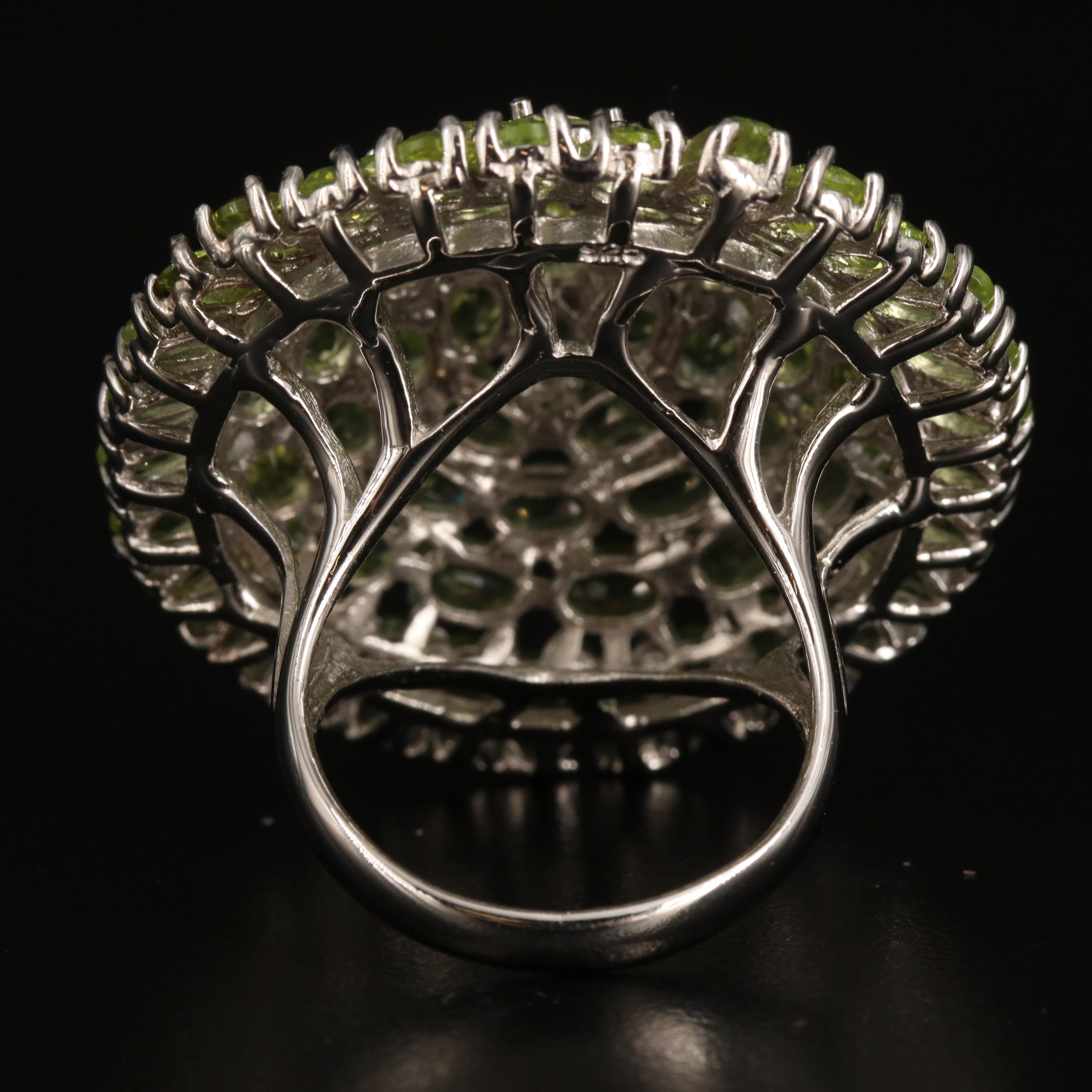 Sterling Peridot Oval Cluster Ring