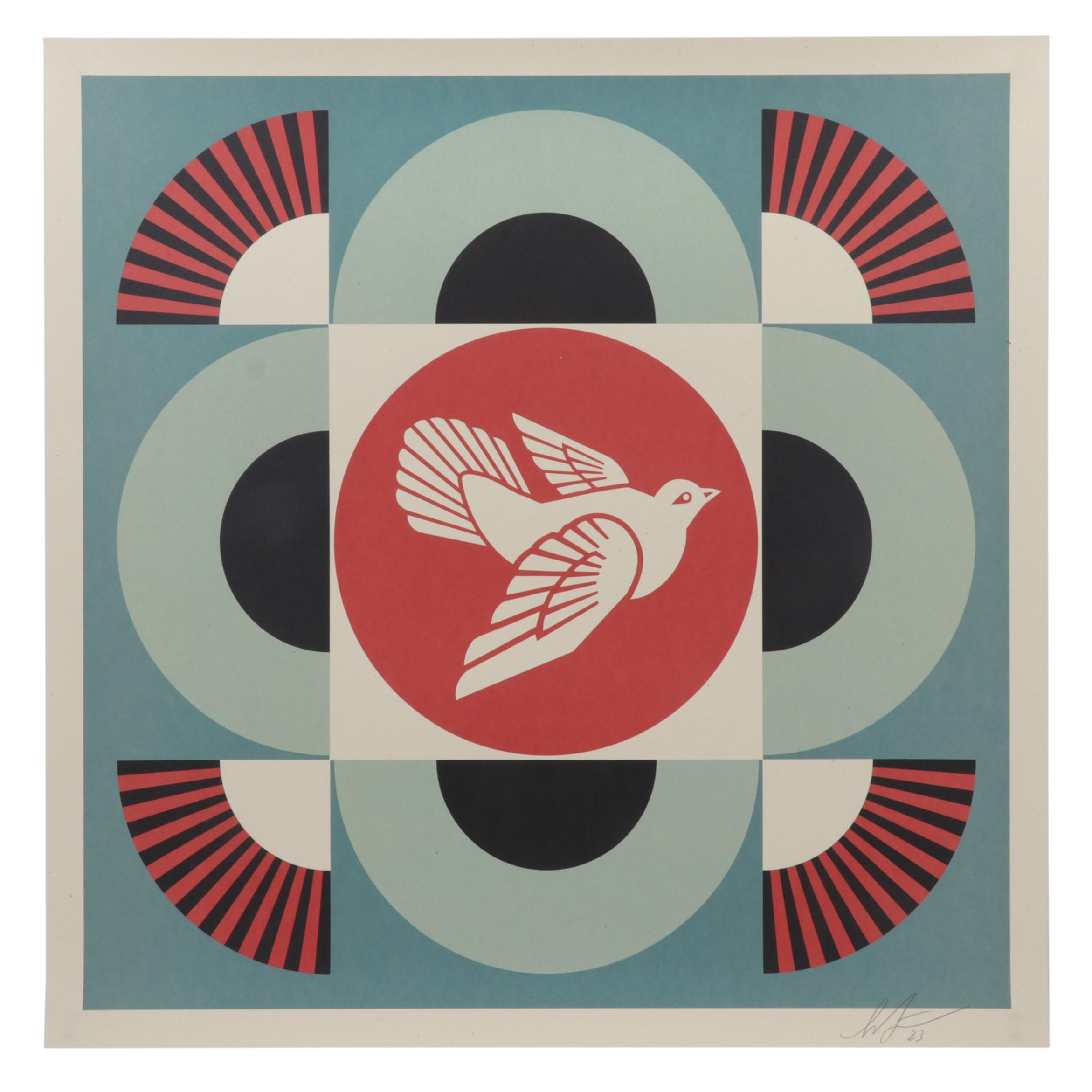 Shepard Fairey Offset Lithograph "Geometric Dove - Blue," 2023