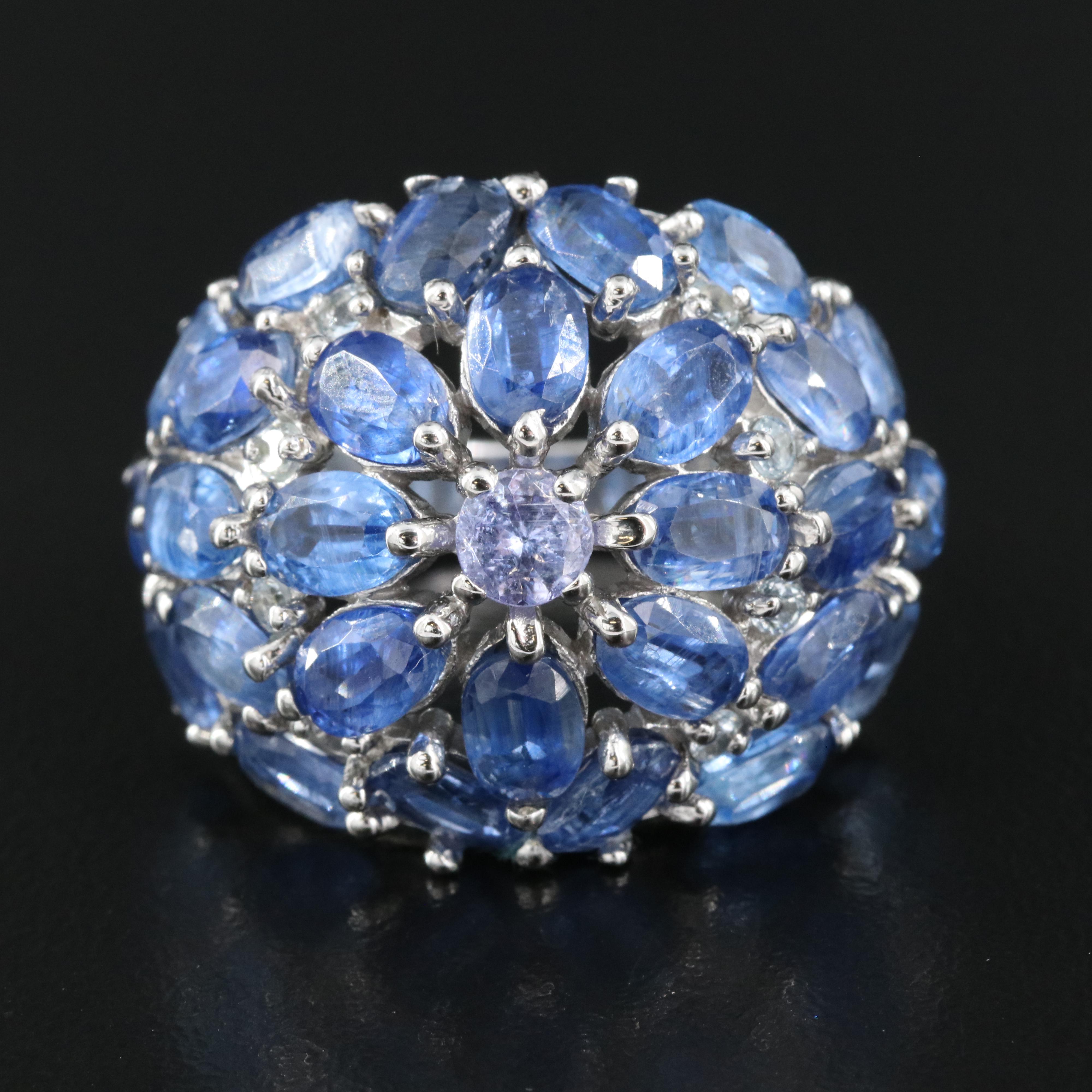 Sterling Domed Ring Including Tanzanite, Kyanite and Topaz