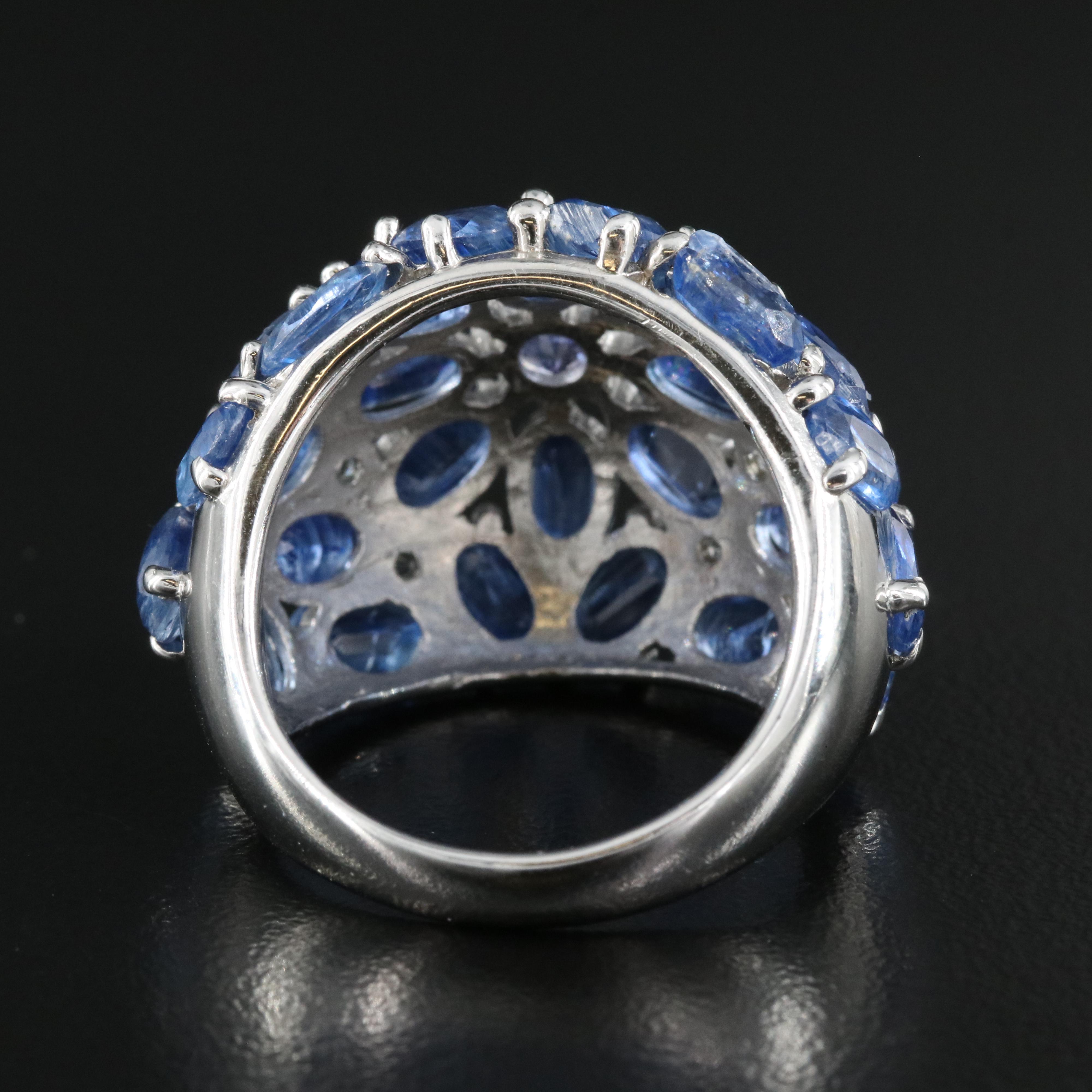 Sterling Domed Ring Including Tanzanite, Kyanite and Topaz