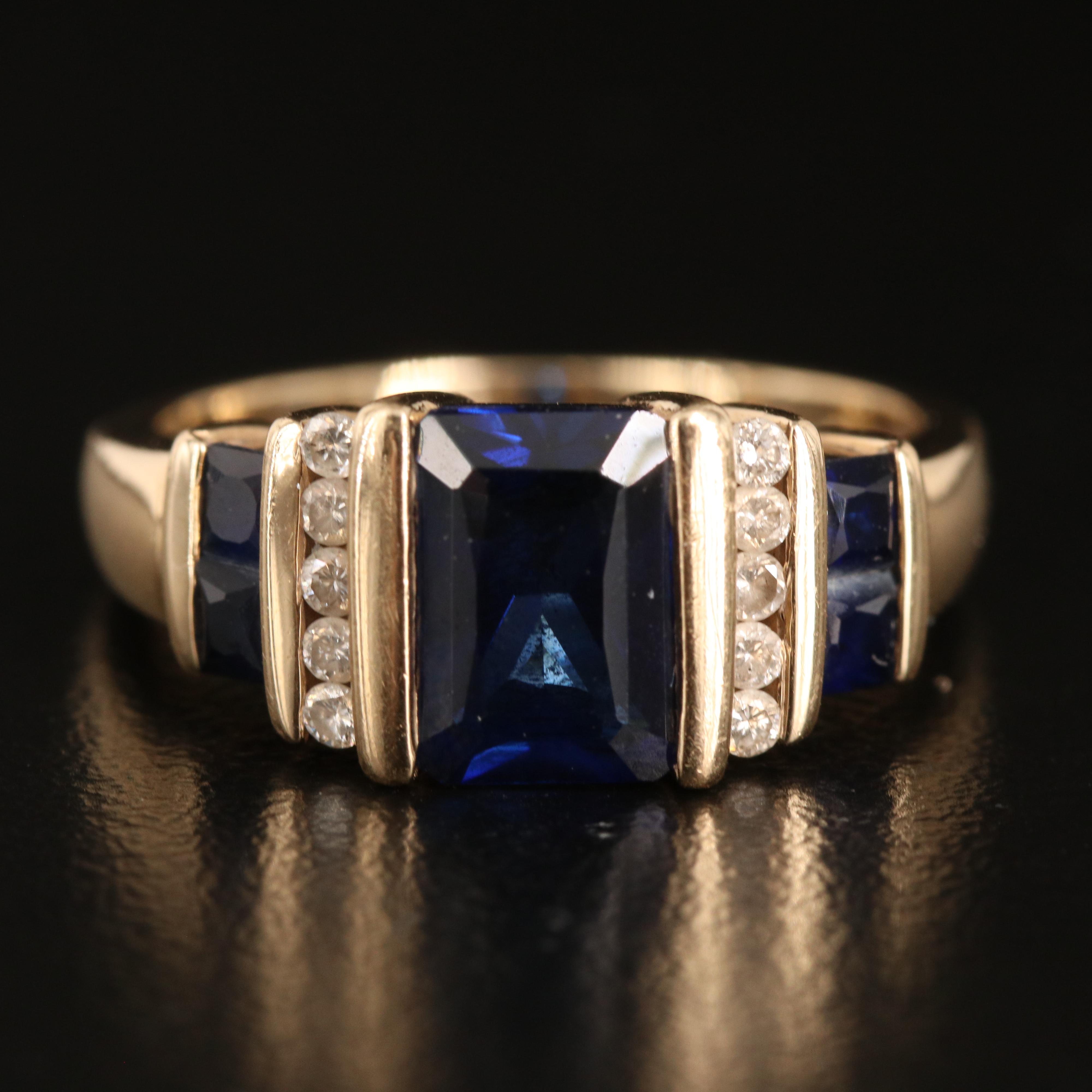 10K Sapphire and Diamond Ring