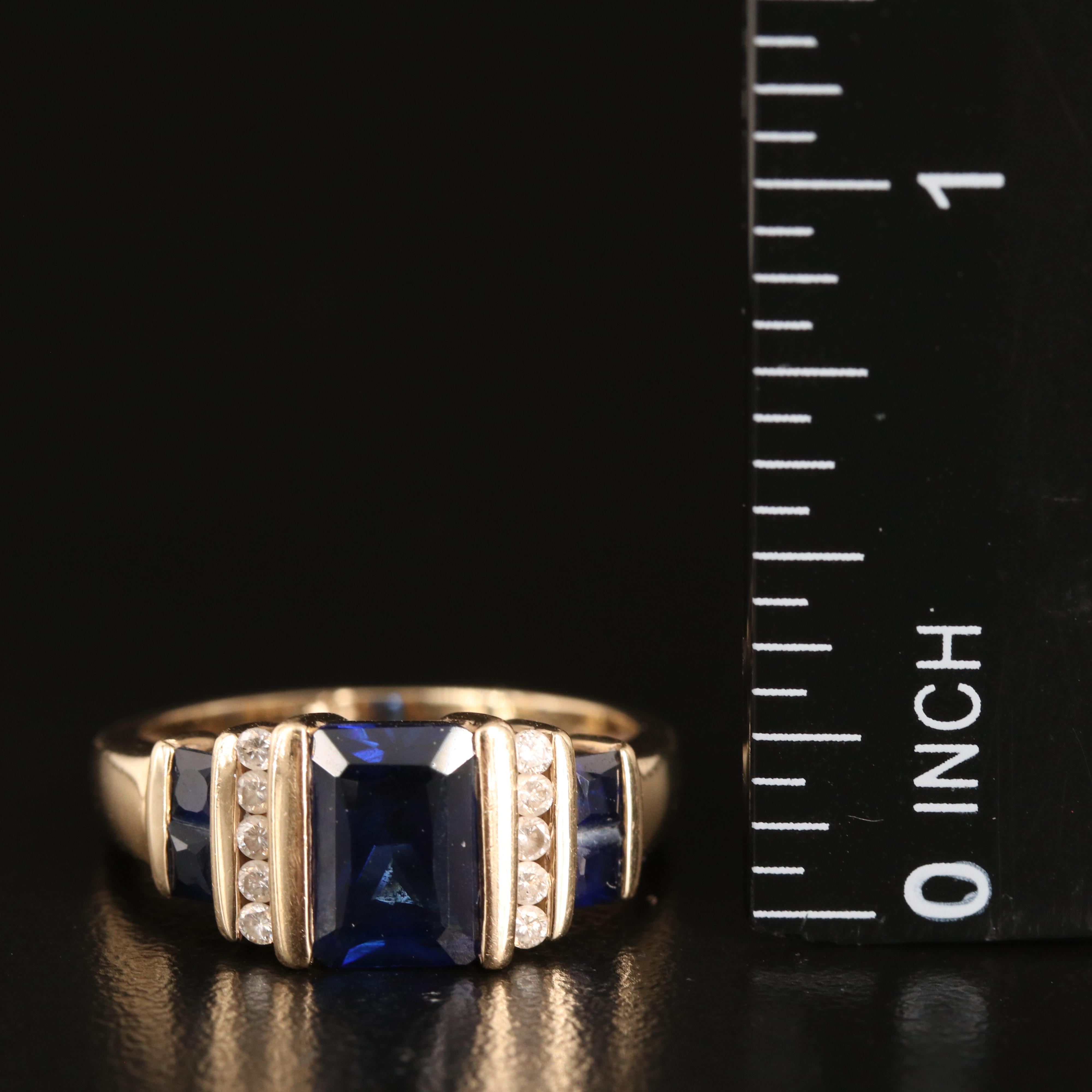 10K Sapphire and Diamond Ring