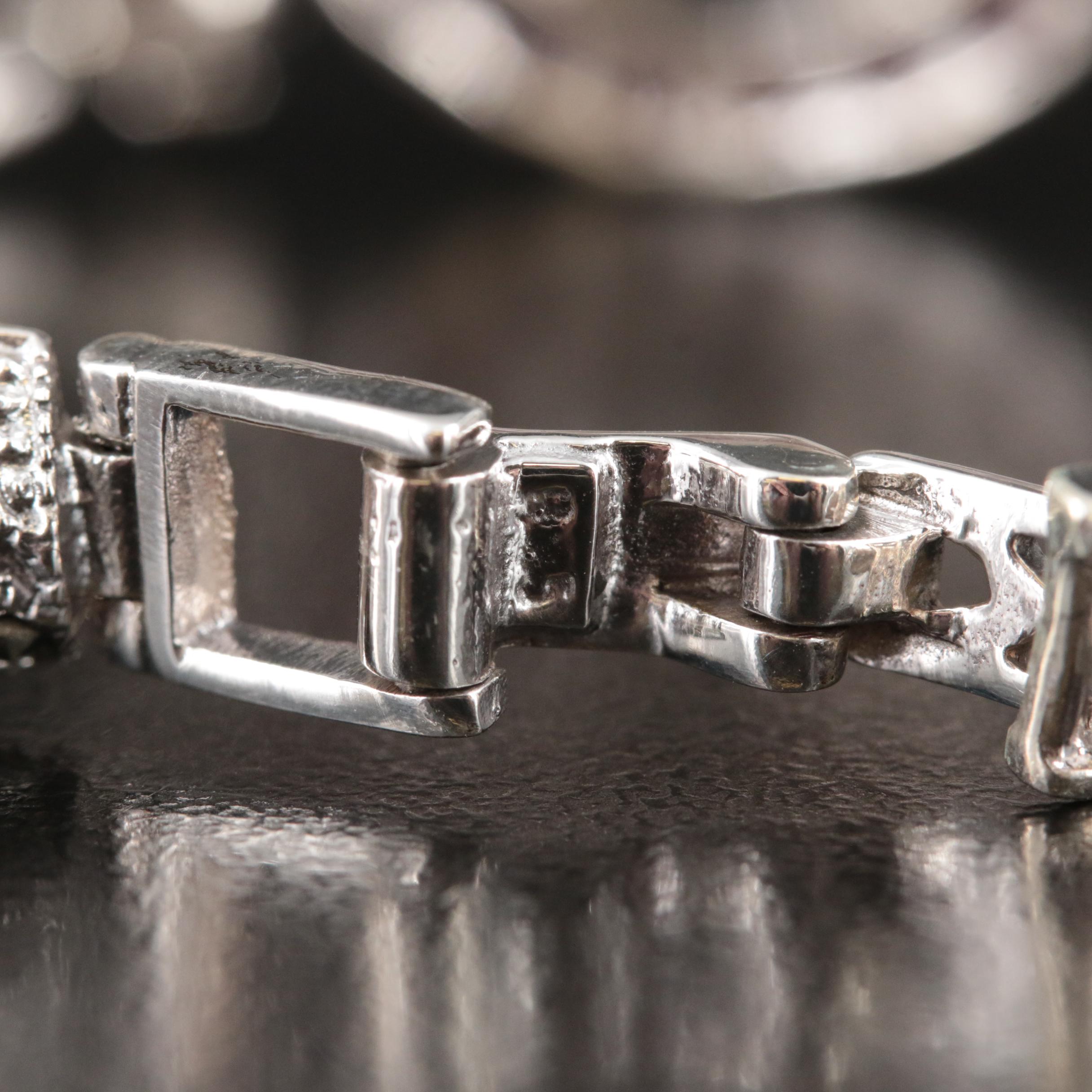 Sterling Pearl, Ruby and Marcasite Double Tiger Bracelet