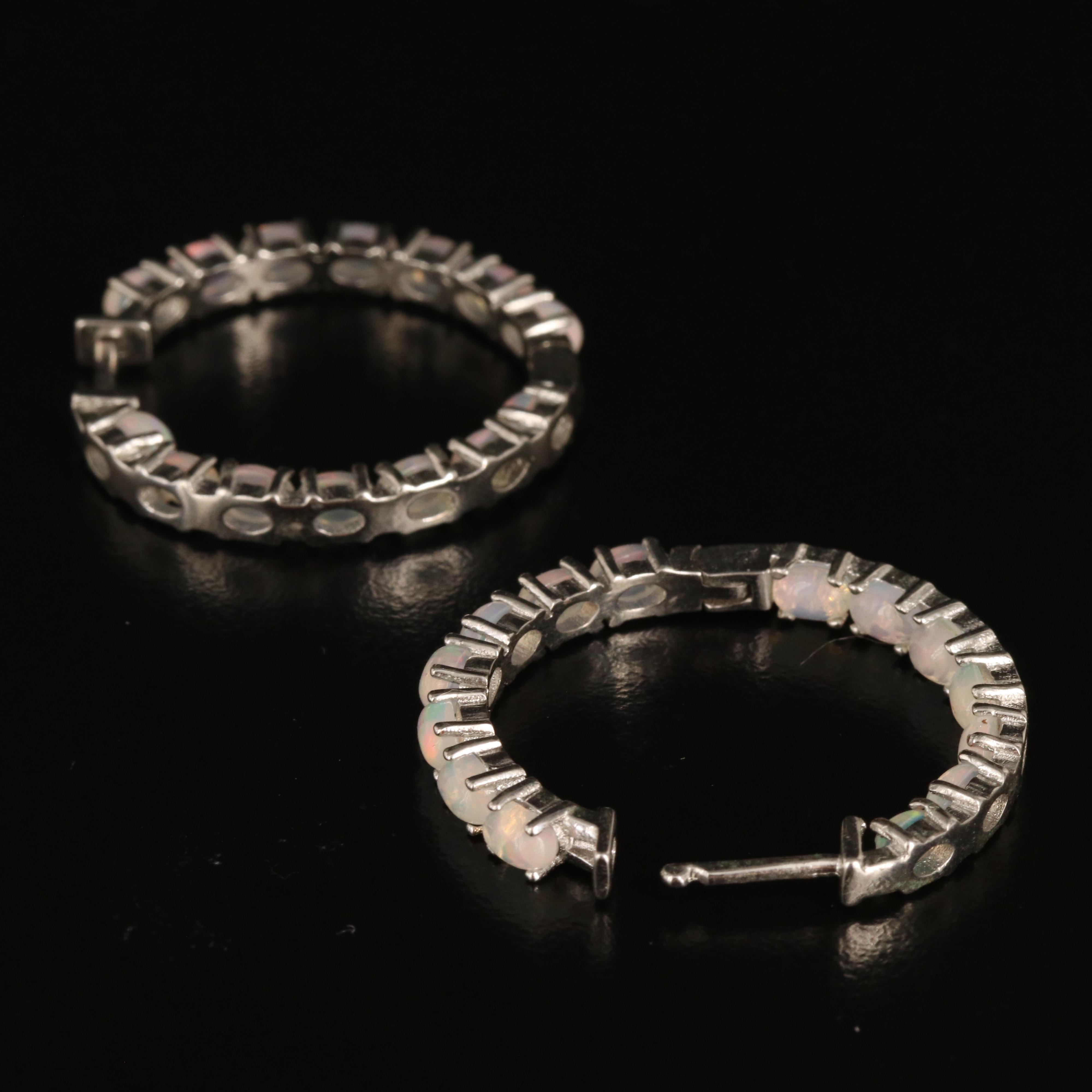 Sterling Opal Inside-Out Hoop Earrings