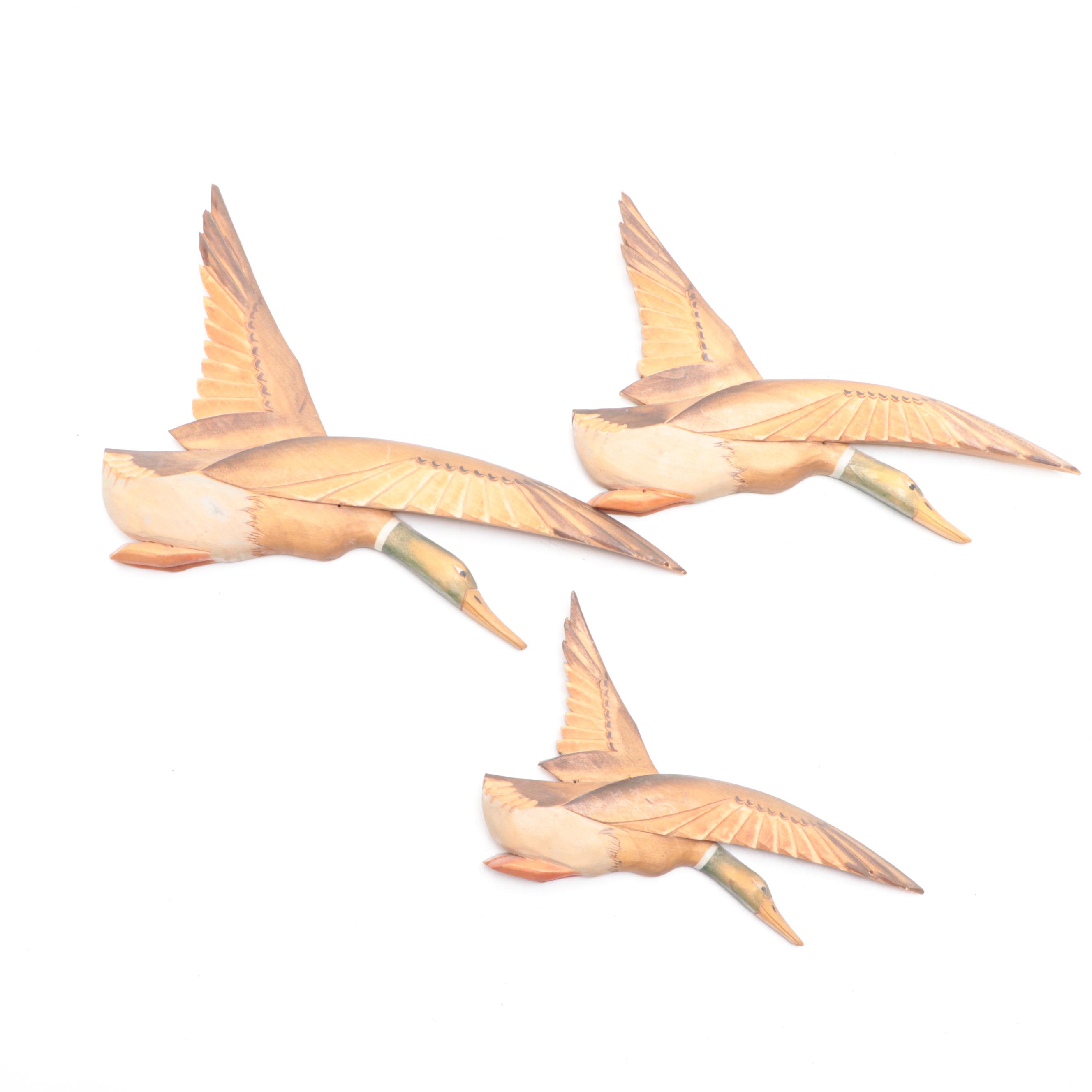 "Duck Hunters" Carved Wood Wall Plaque with Duck Wall Décor