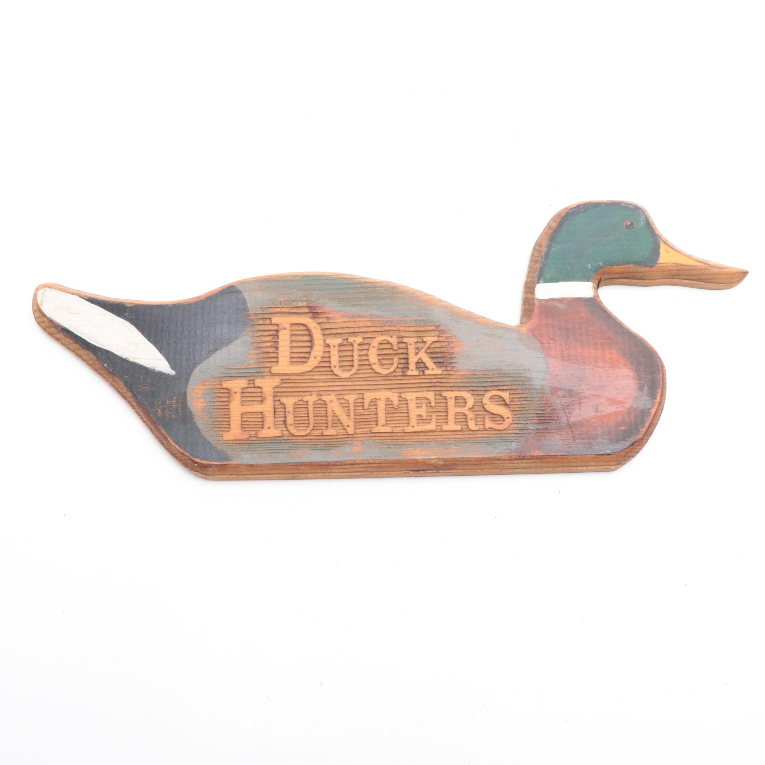 "Duck Hunters" Carved Wood Wall Plaque with Duck Wall Décor