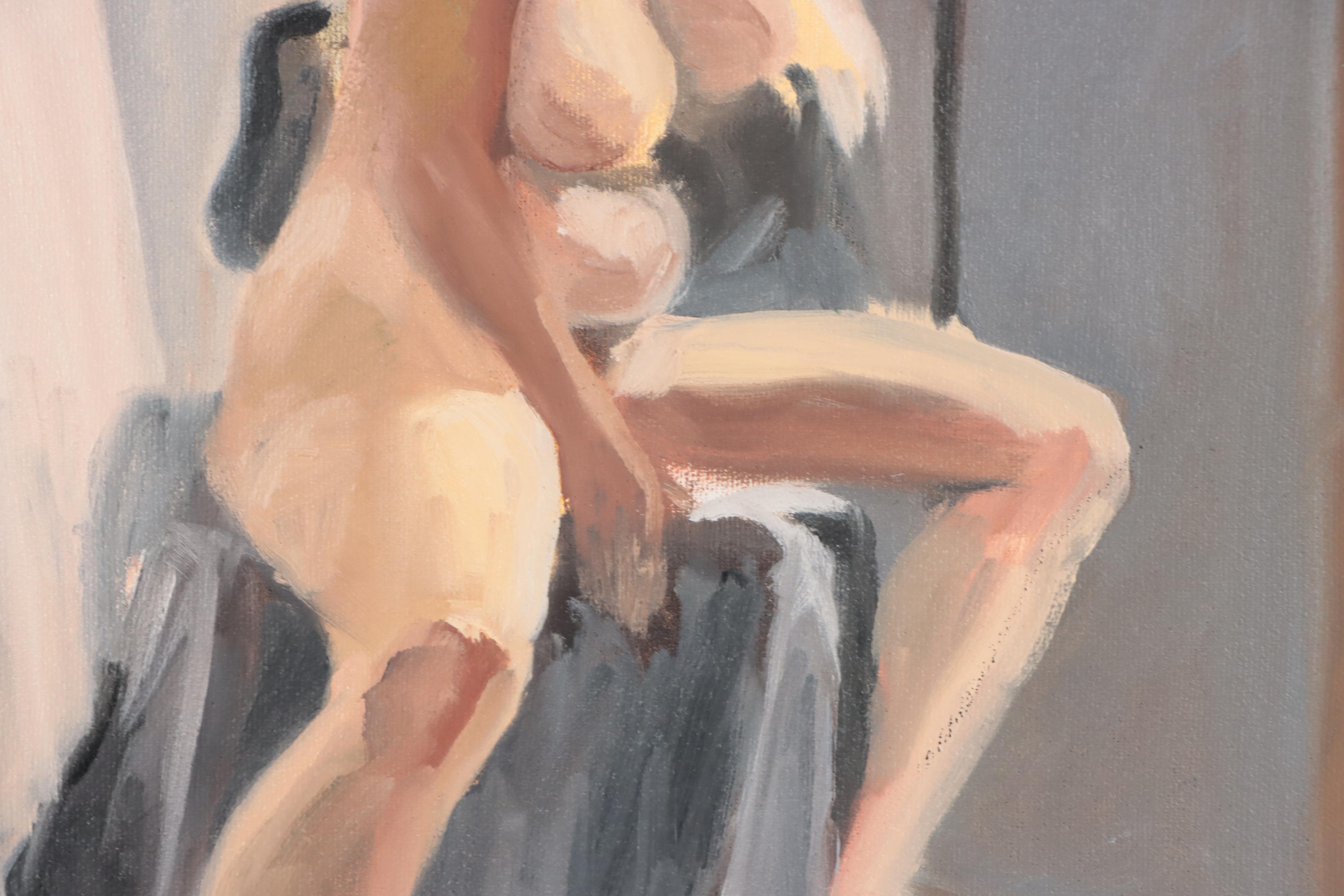 Katrina Halter Figurative Oil Painting of Seated Nude, 1993