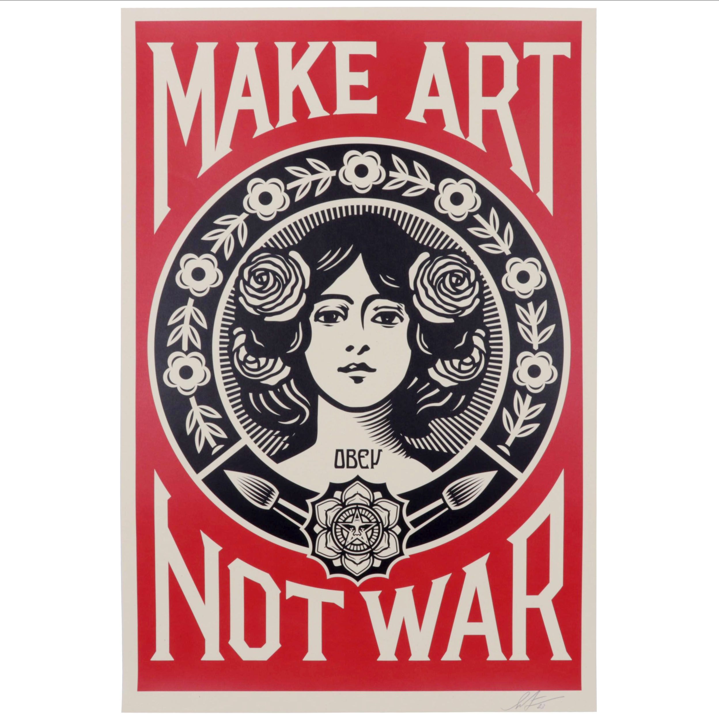 Shepard Fairey Offset Print "Make Art Not War," 2023
