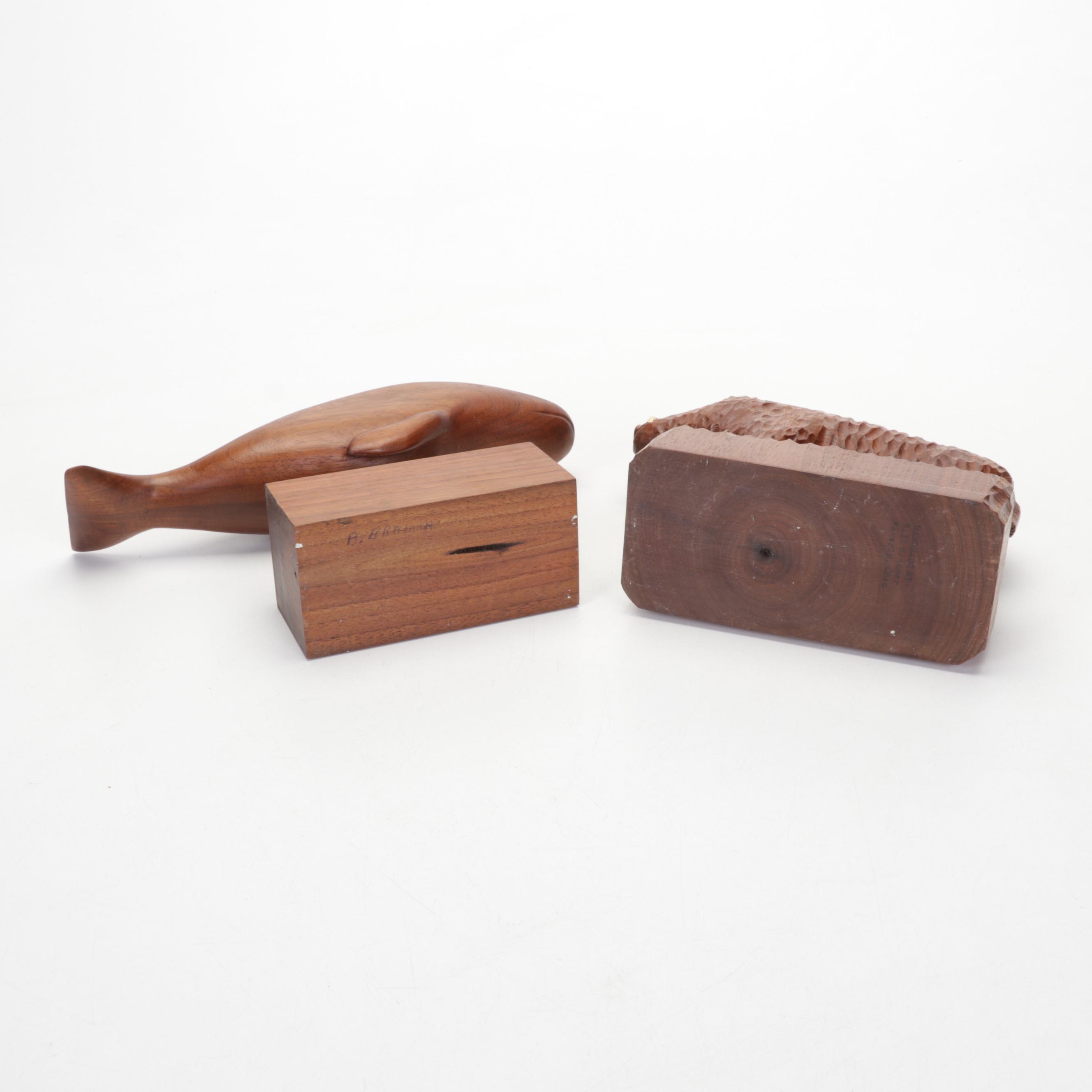 Bill Brammer Hand-Carved Folk Art Animal Sculptures, Late 20th Century