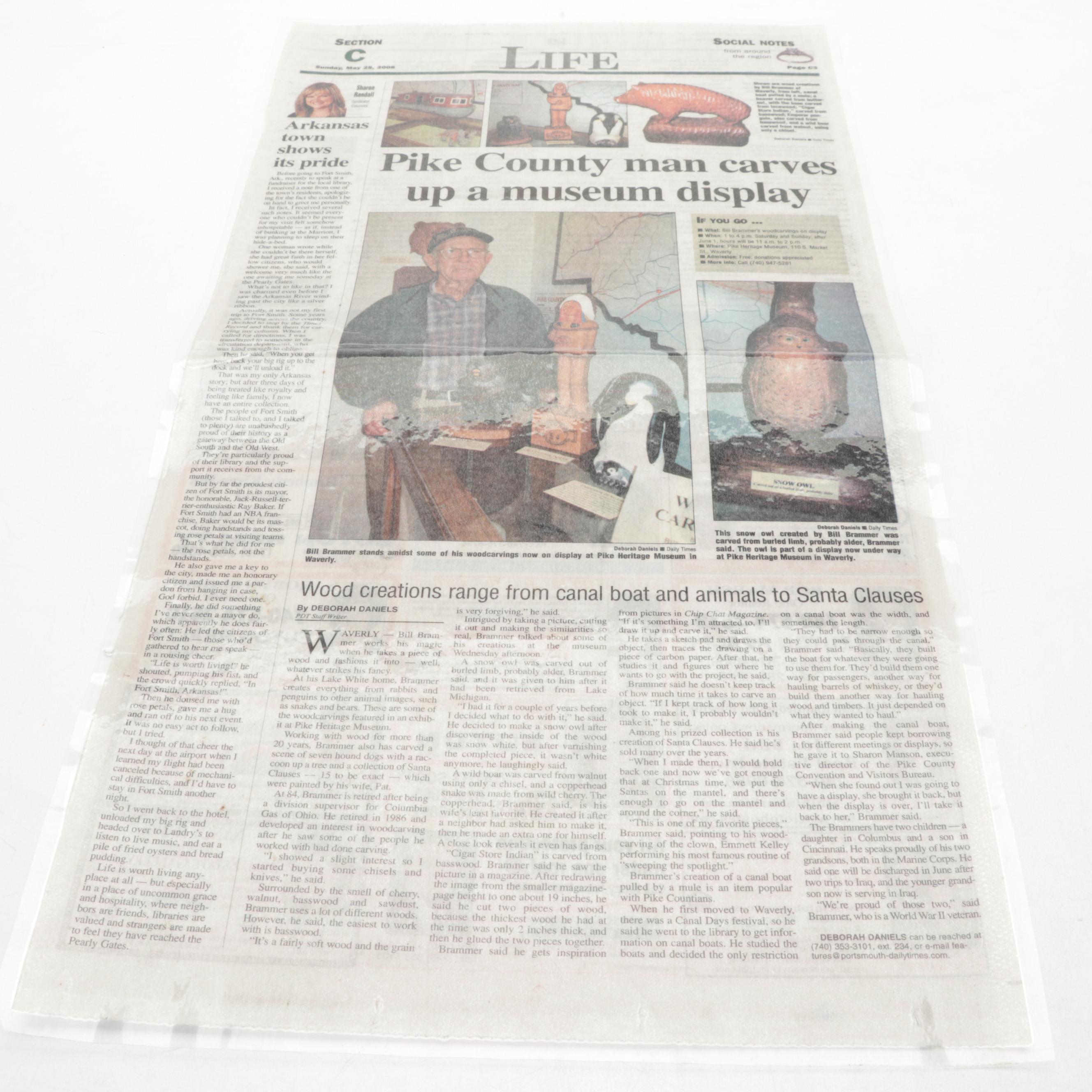 Bill Brammer Hand-Carved Folk Art Animal Sculptures, Late 20th Century