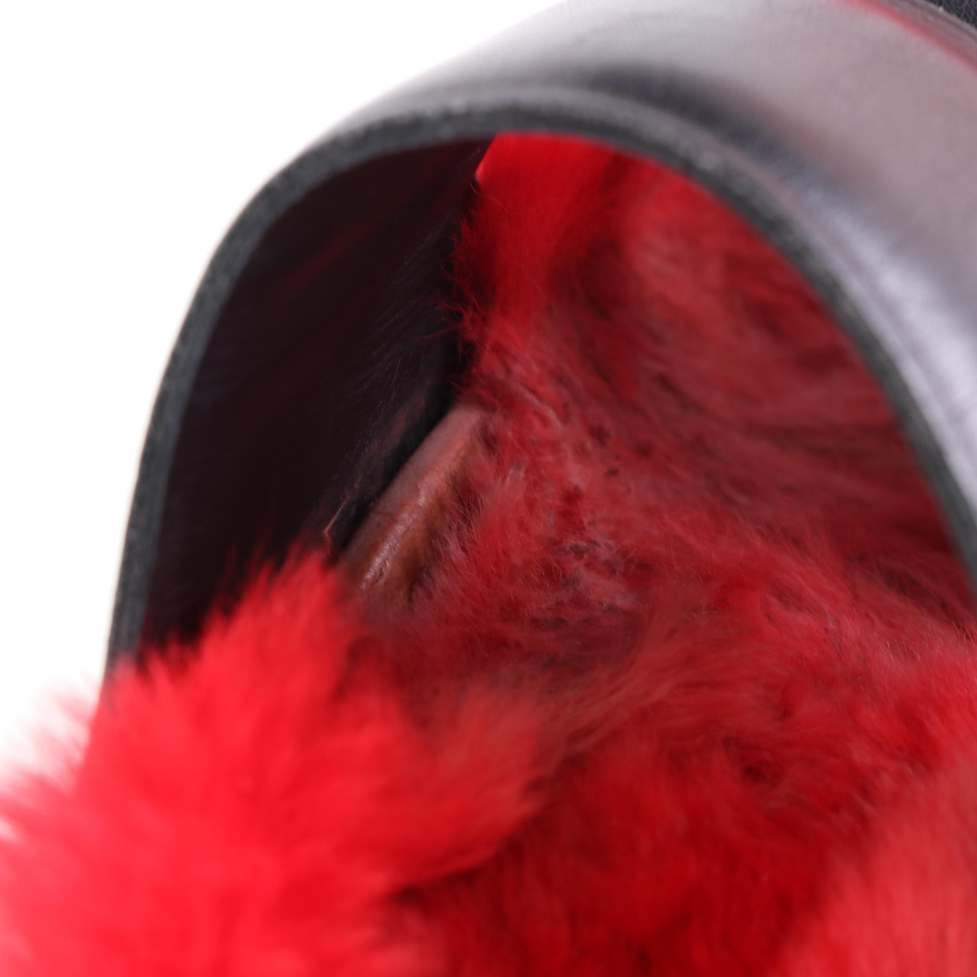 Cèline Slide Sandals in Leather with Fur Trim