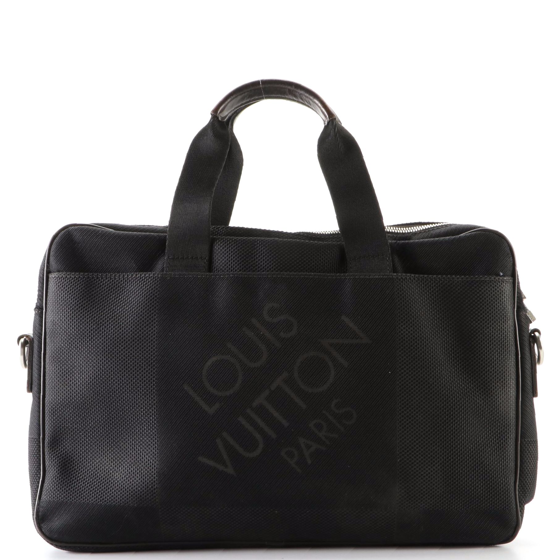 Louis Vuitton Laptop Bag in Black Damier Géant with Leather Trim