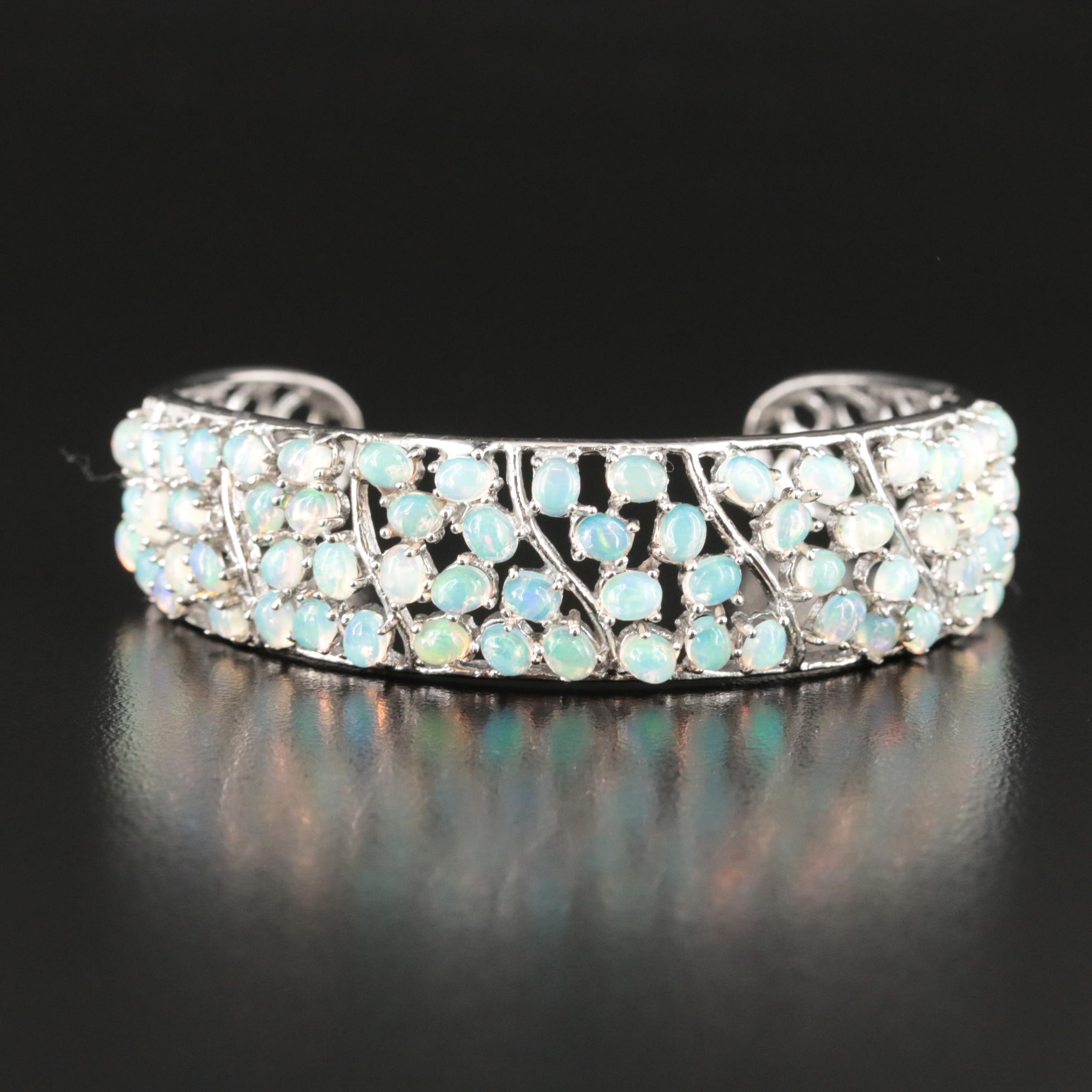 Sterling Opal Openwork Cuff