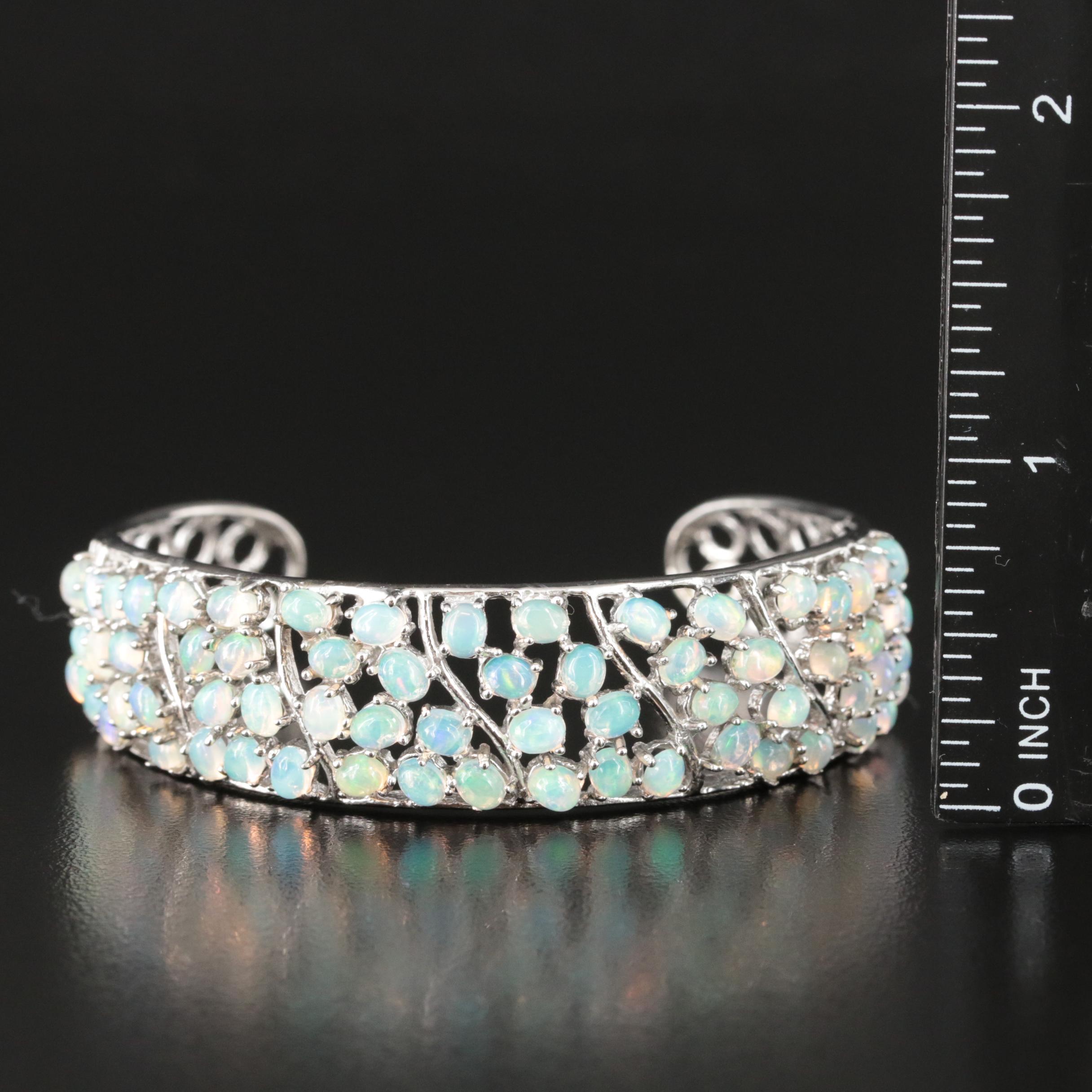 Sterling Opal Openwork Cuff