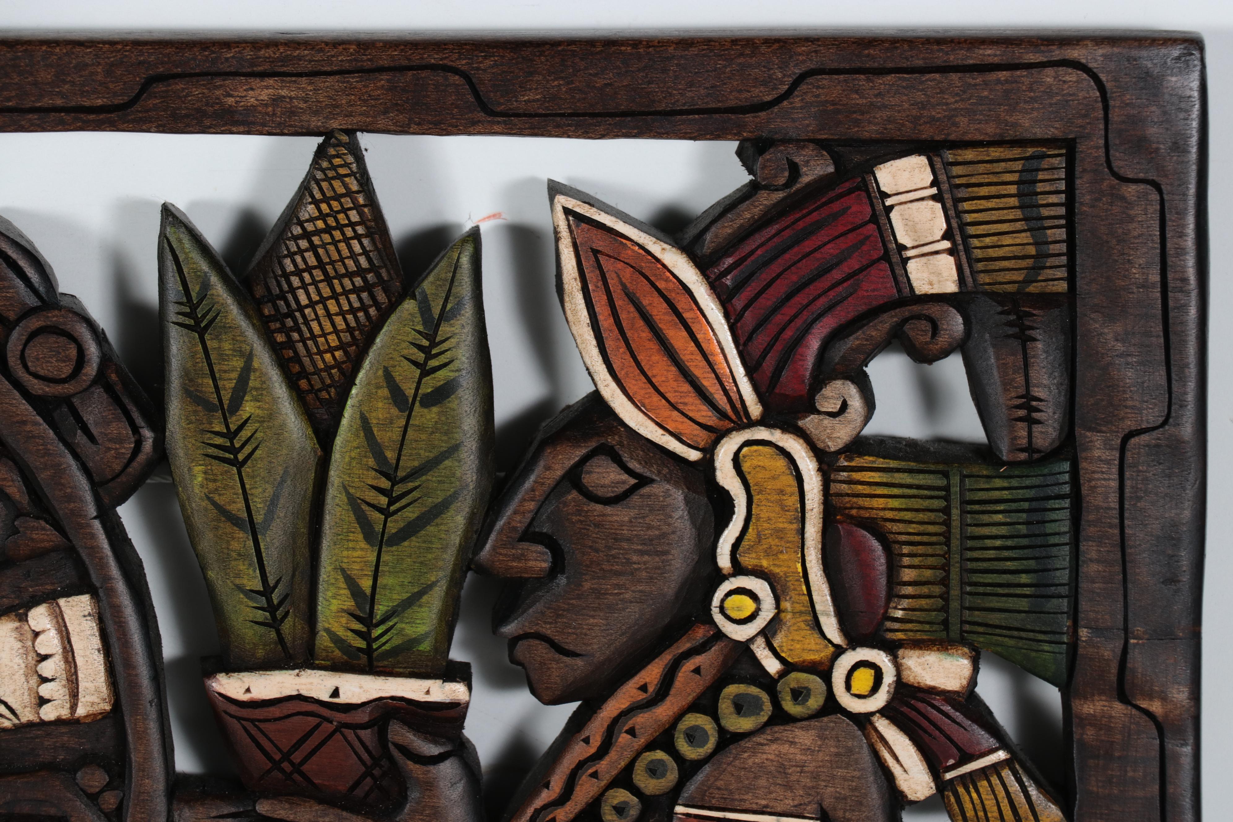 Aztec Style Carved Wood Wall-Hangings