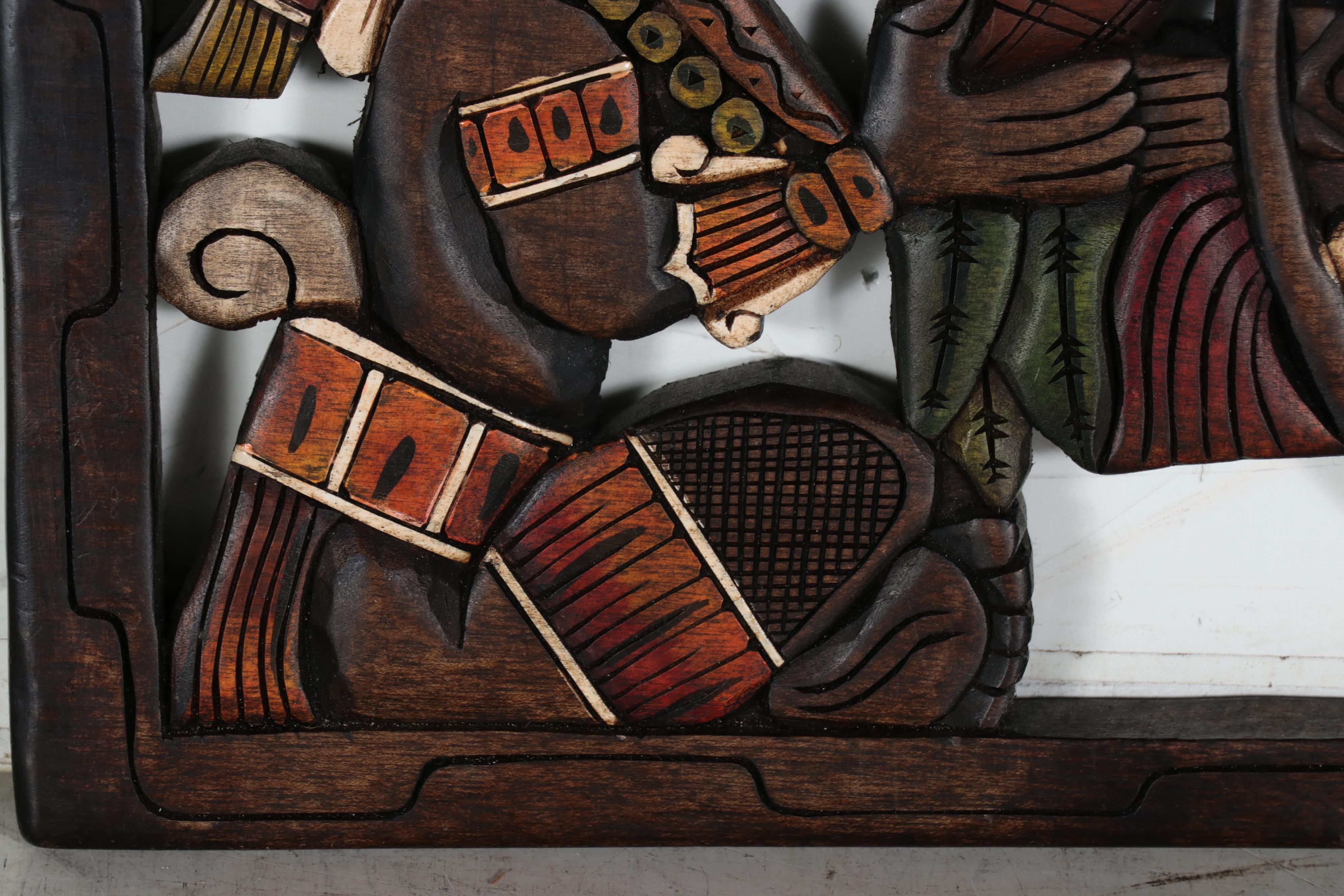Aztec Style Carved Wood Wall-Hangings