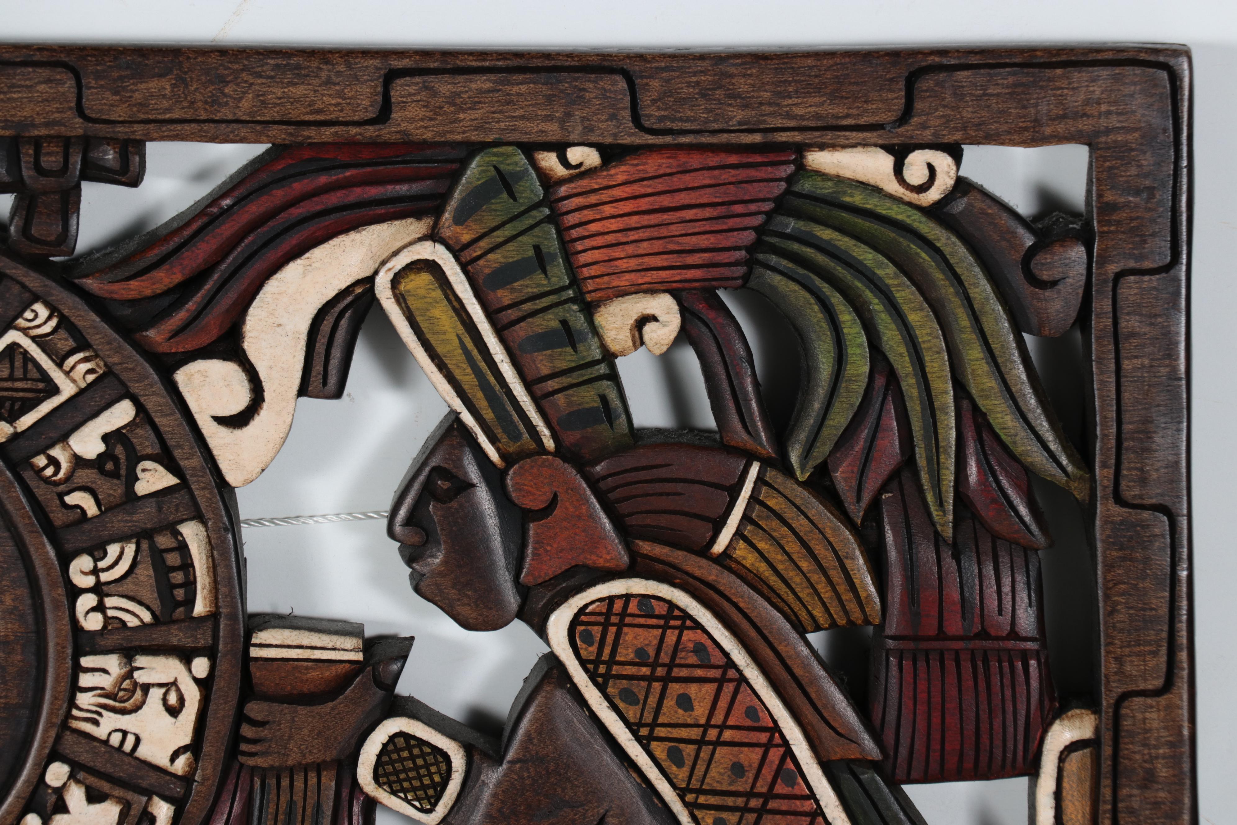 Aztec Style Carved Wood Wall-Hangings