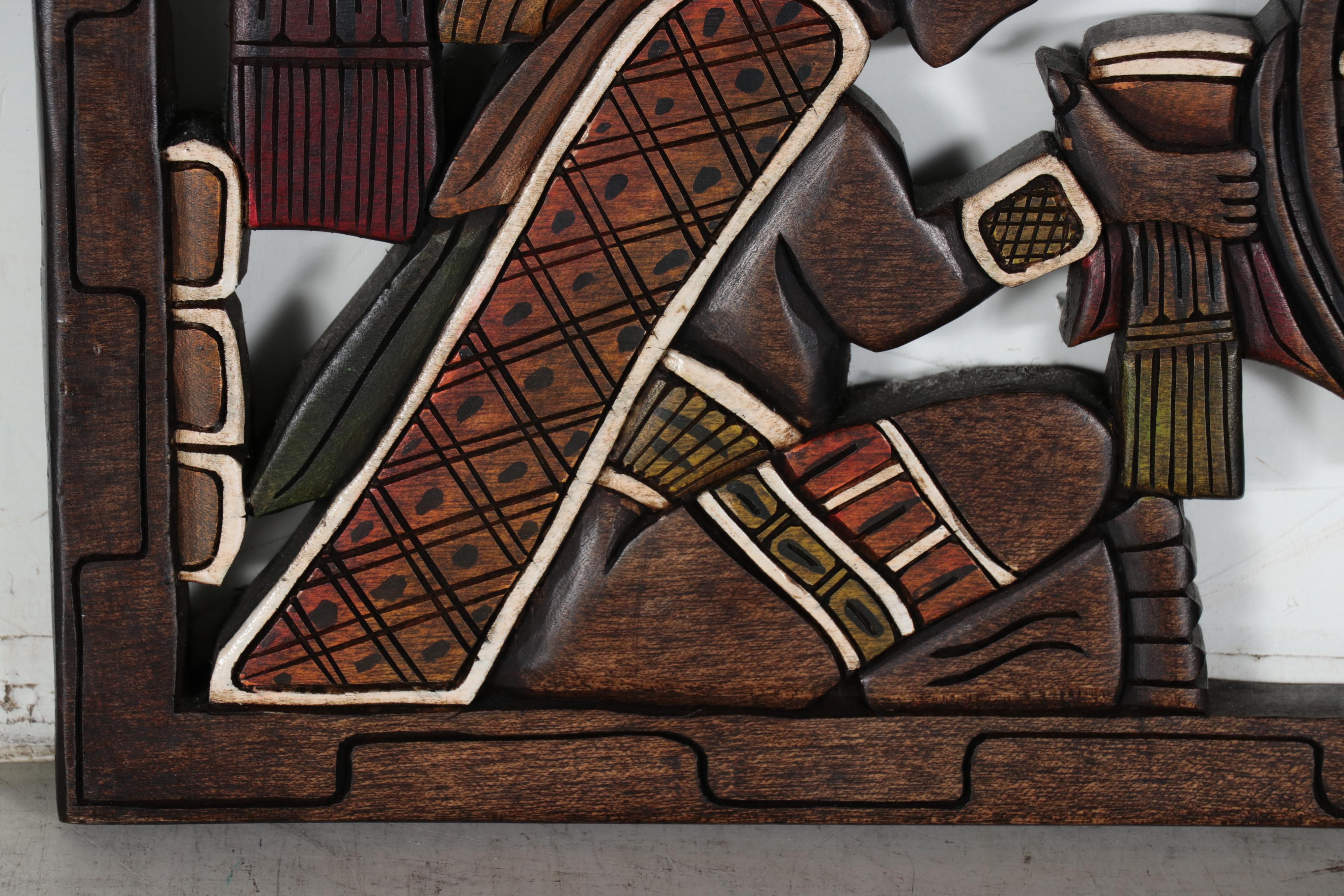 Aztec Style Carved Wood Wall-Hangings