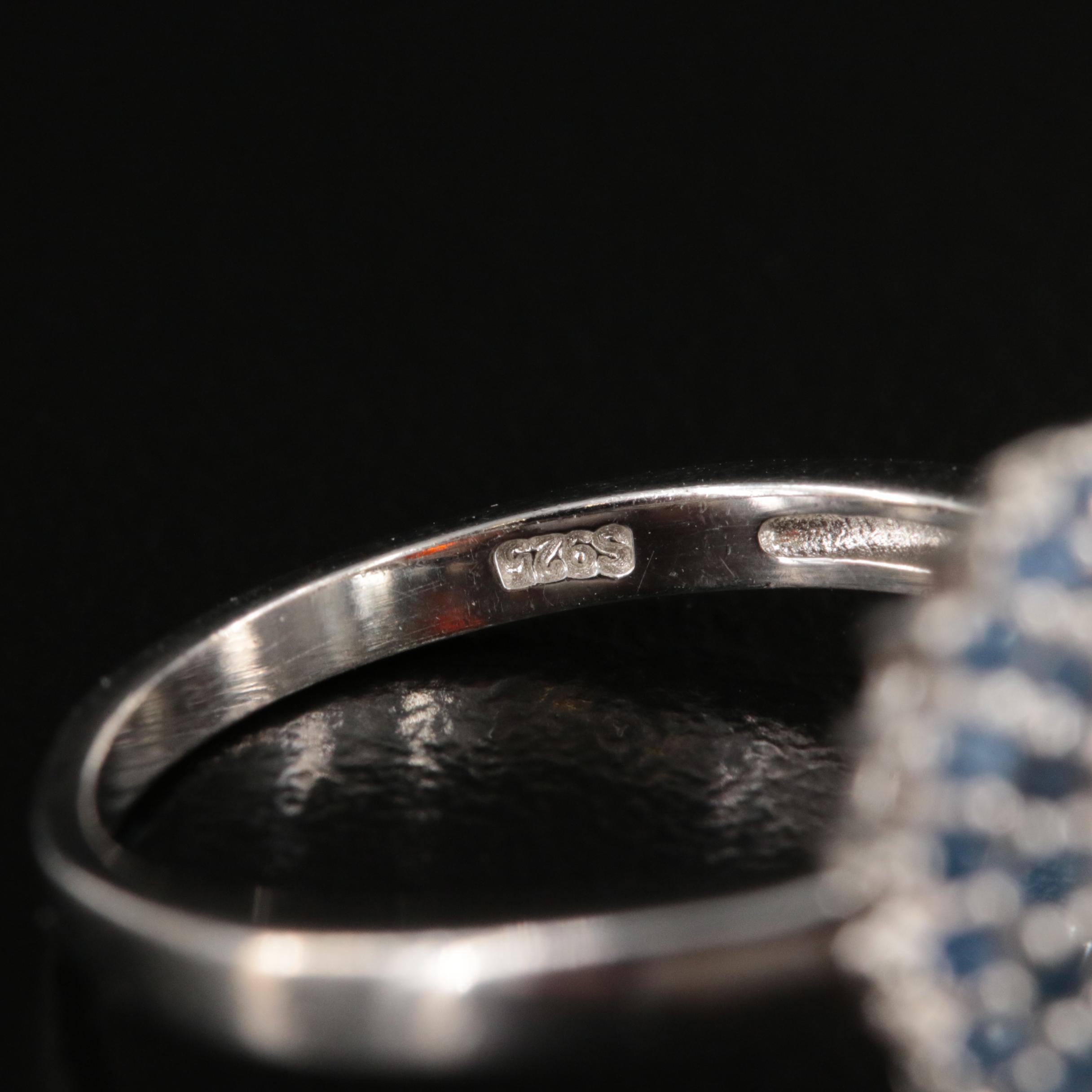 Sterling Fire Opal and Sapphire Ring