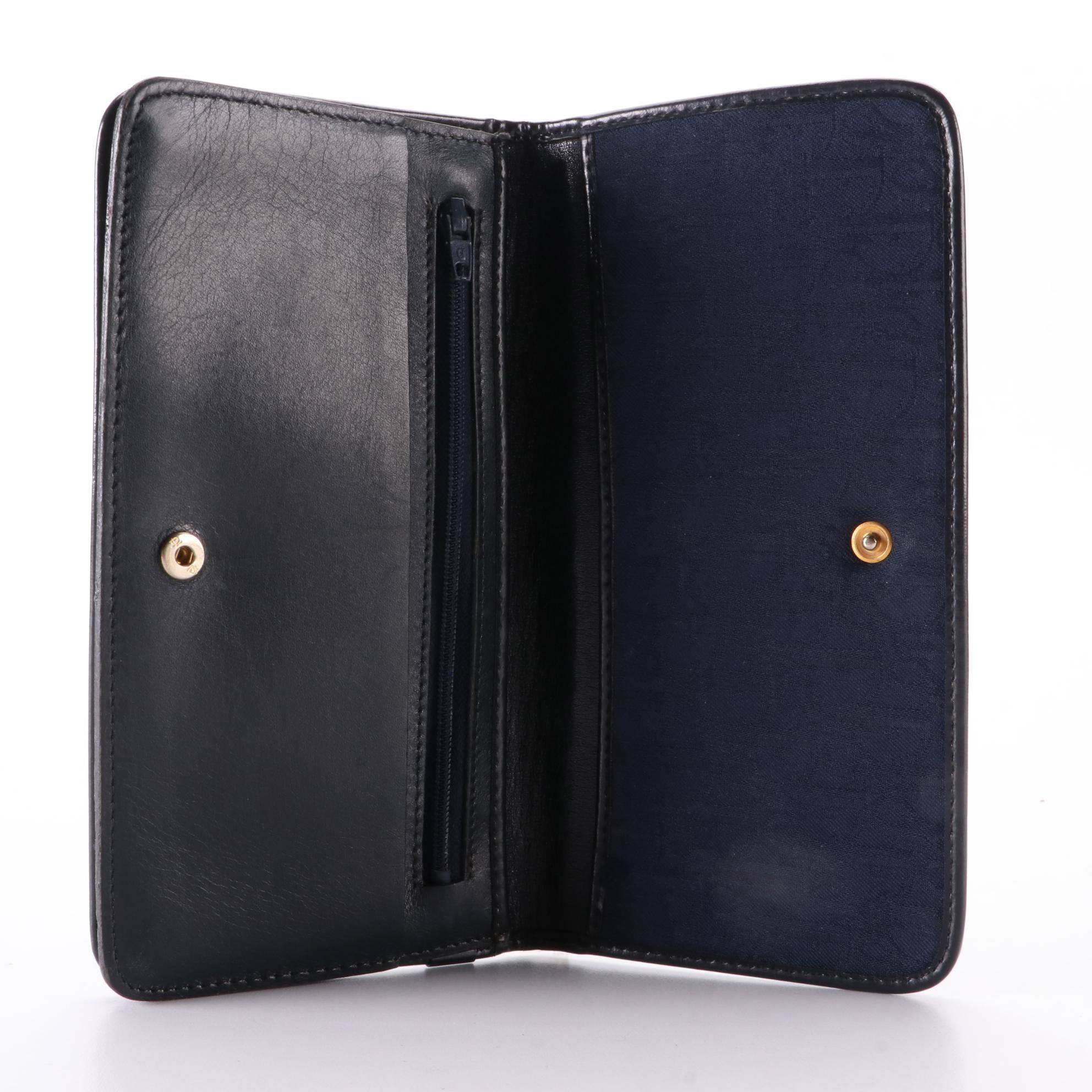 Christian Dior Navy Signature Canvas and Leather Clutch Wallet