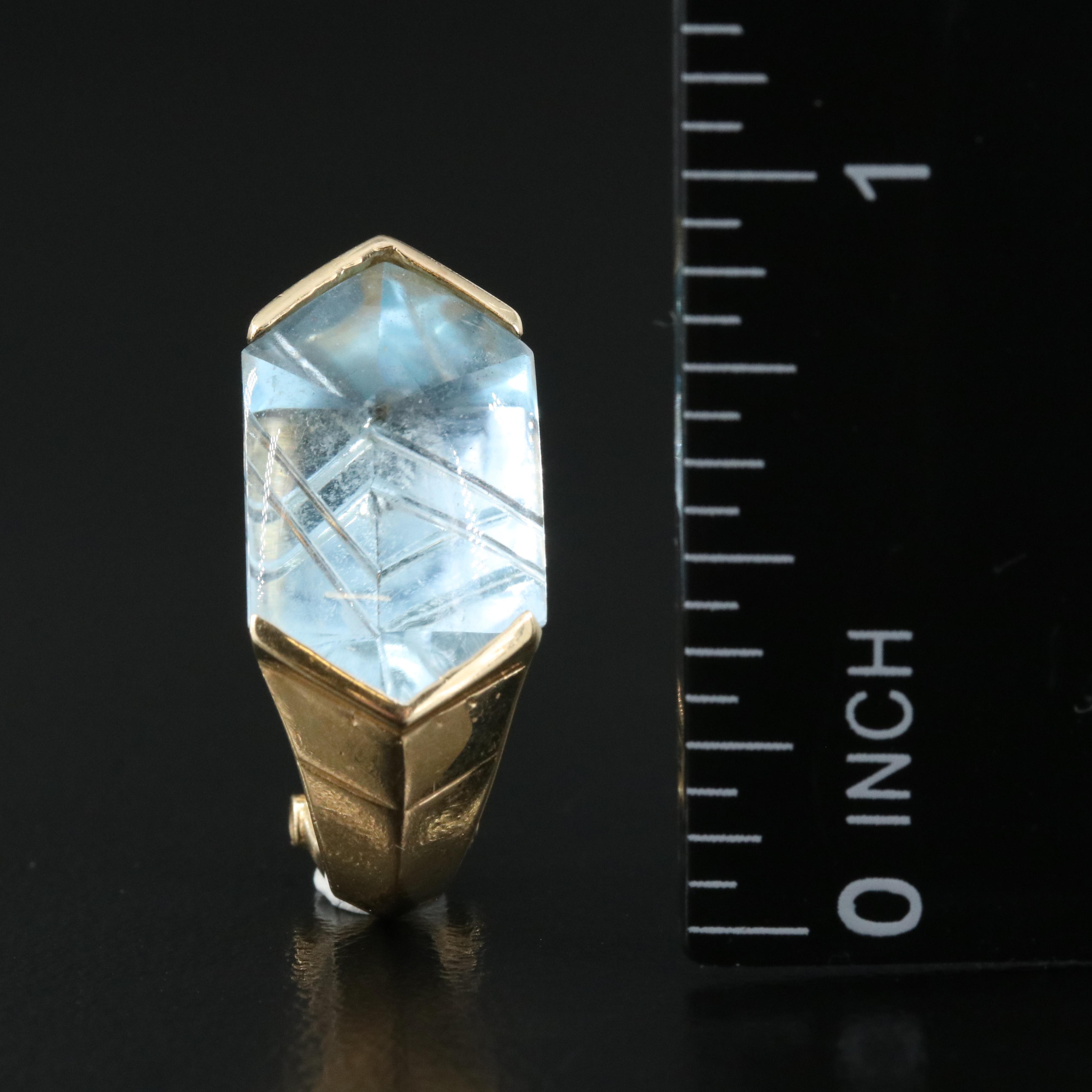 14K Hexagonal Topaz Earrings