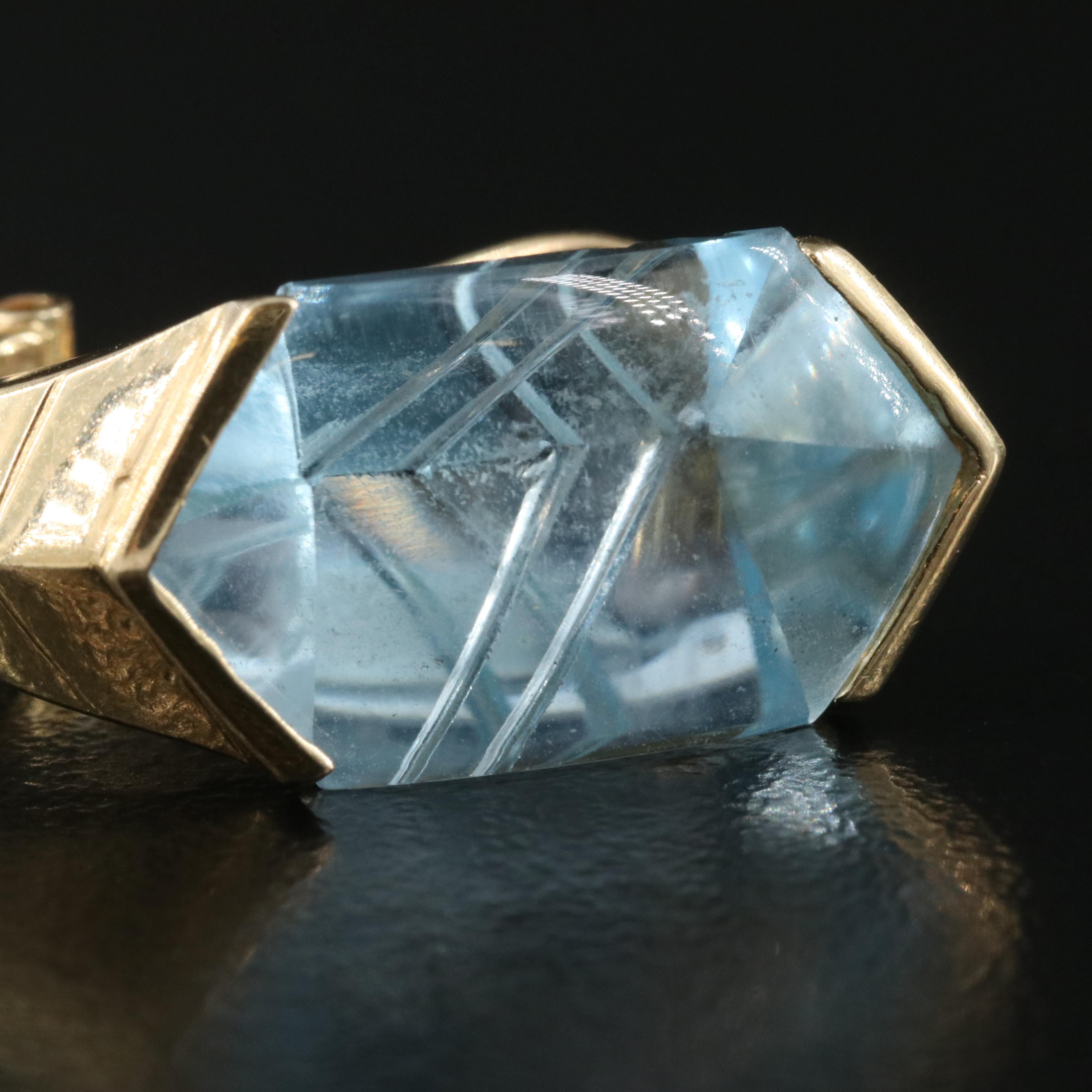 14K Hexagonal Topaz Earrings