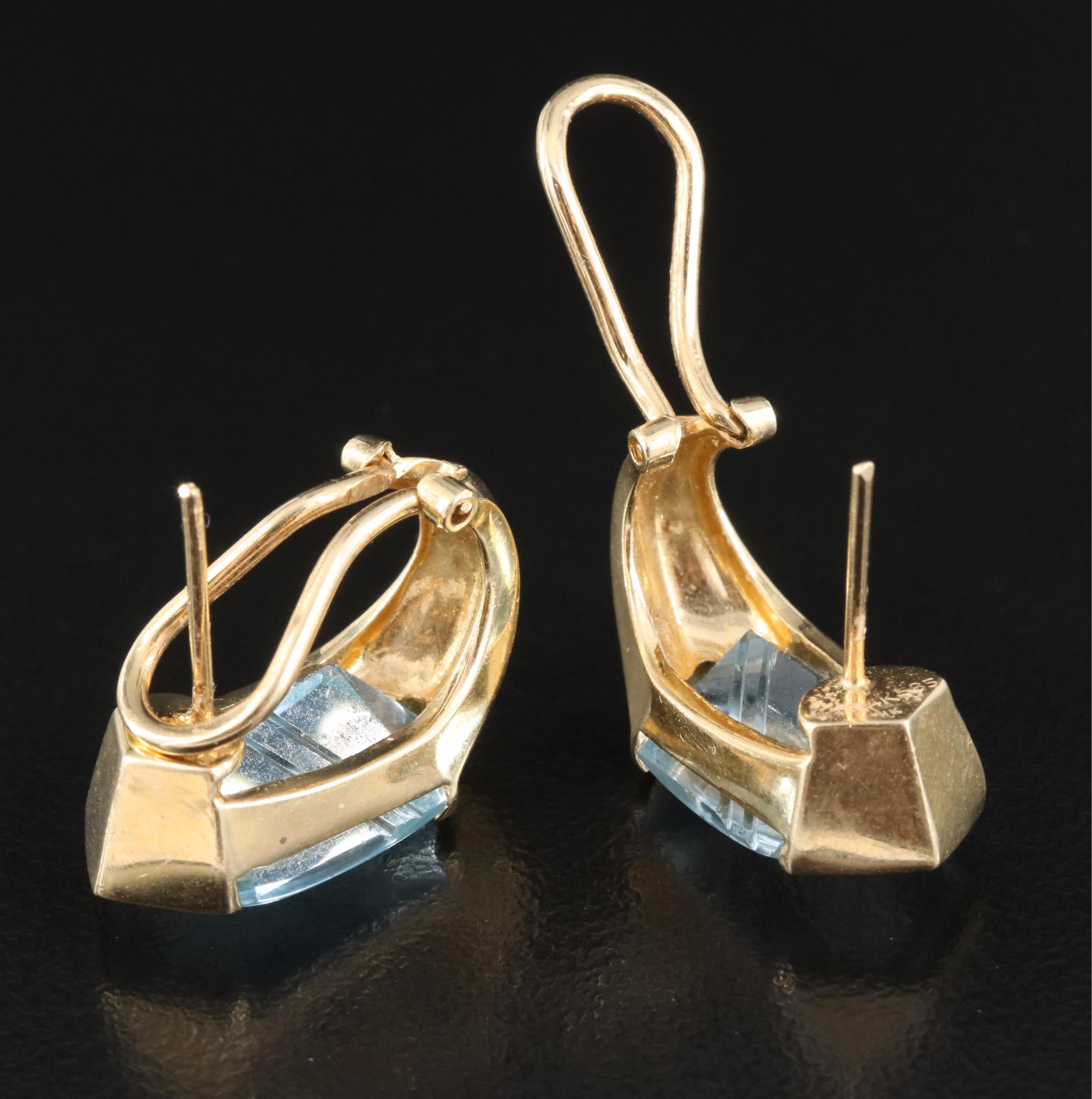 14K Hexagonal Topaz Earrings