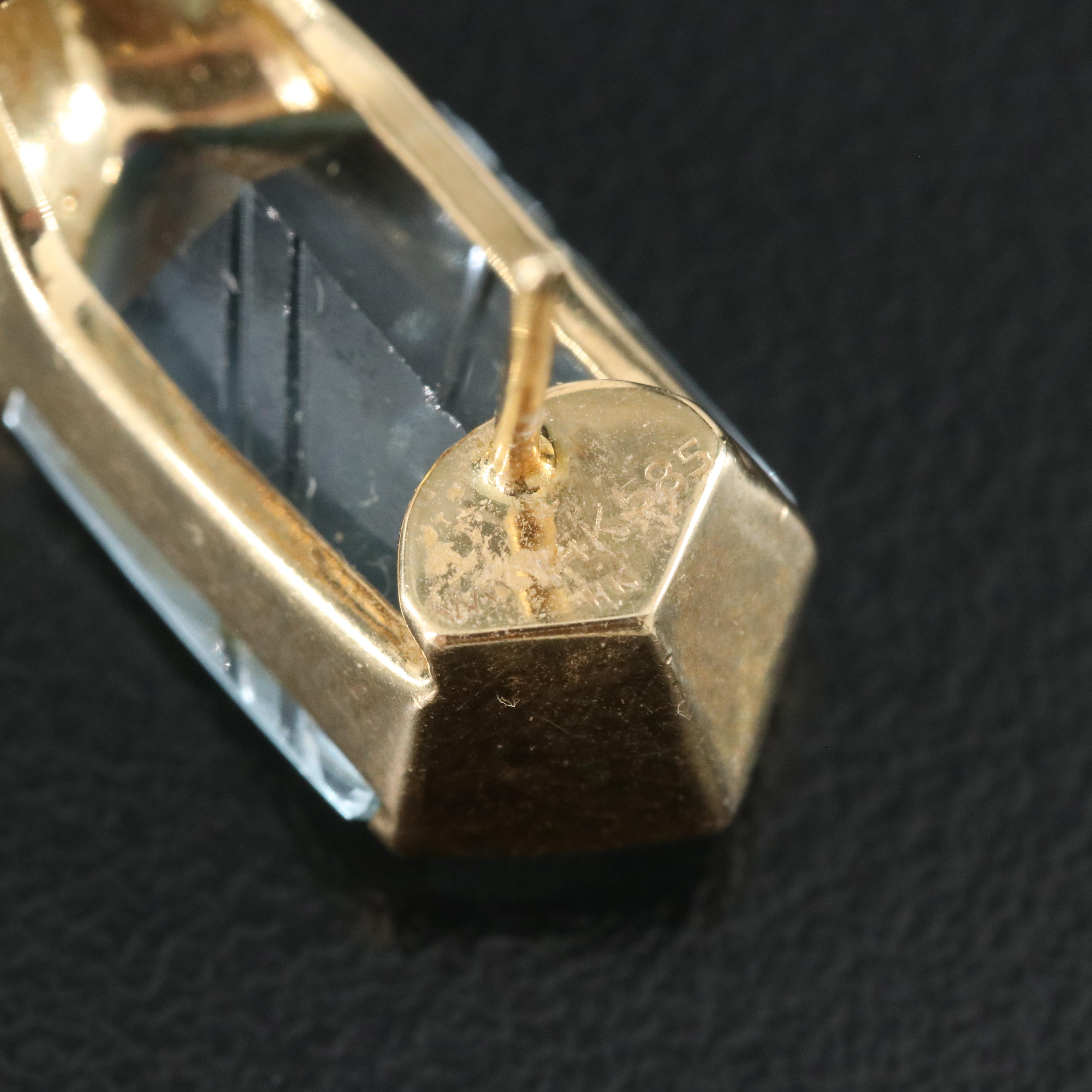 14K Hexagonal Topaz Earrings