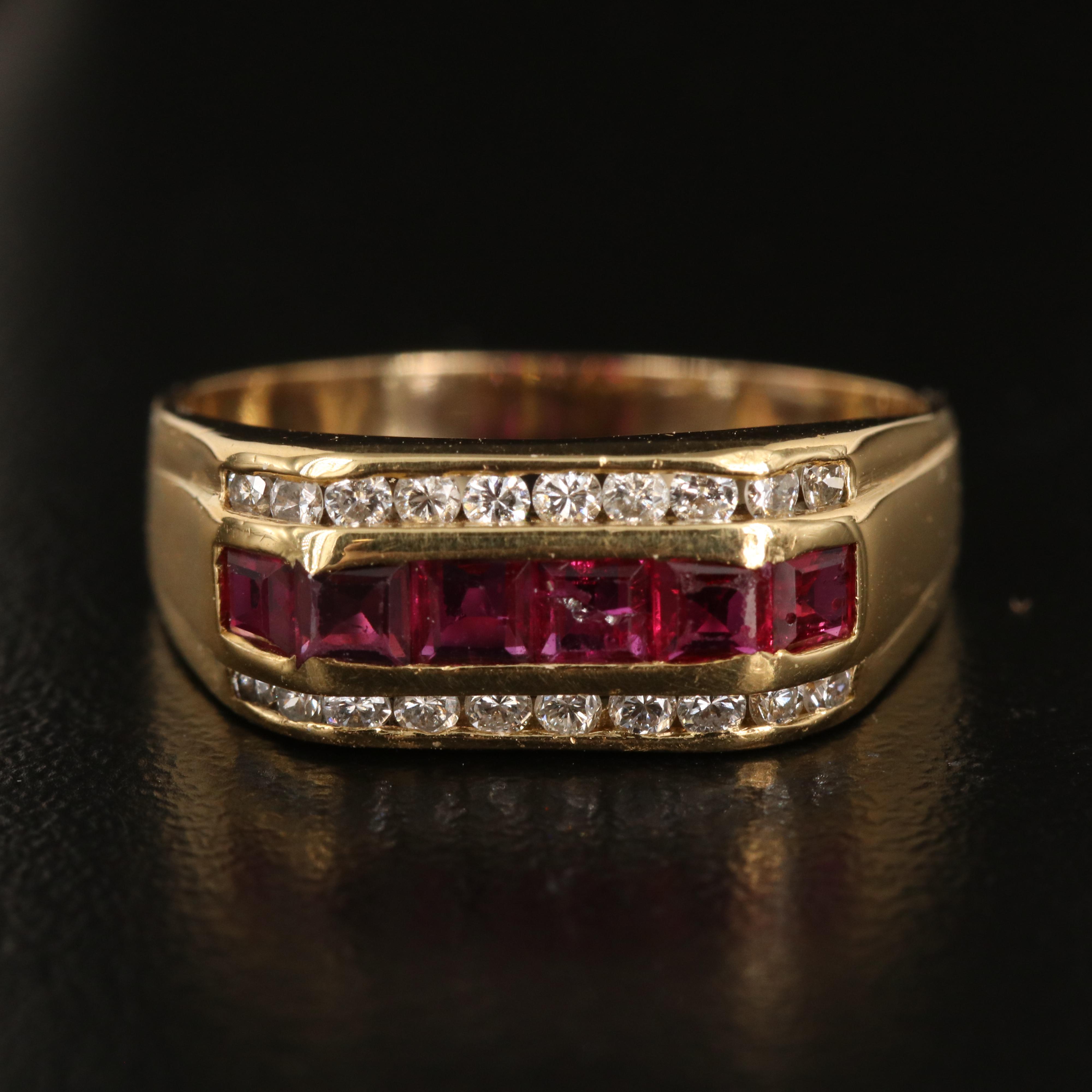 18K and 14K Ruby and Diamond Ring