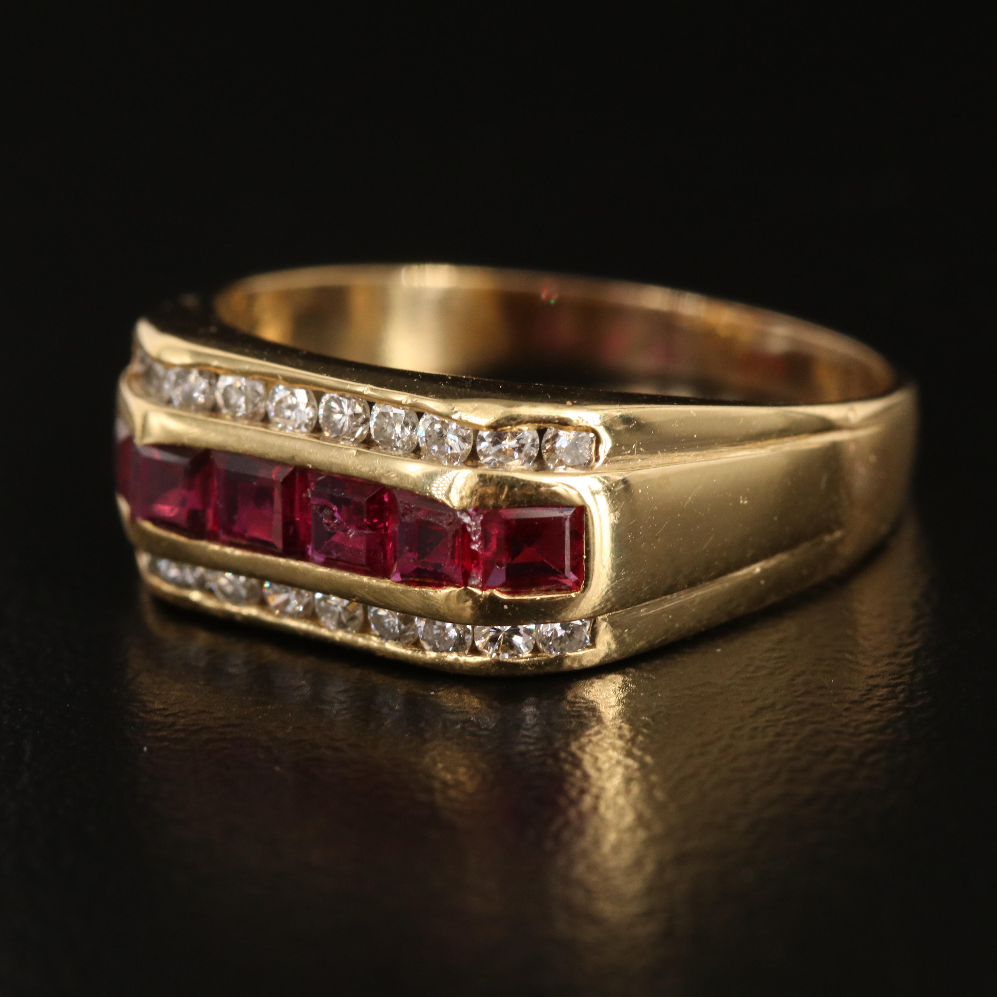 18K and 14K Ruby and Diamond Ring