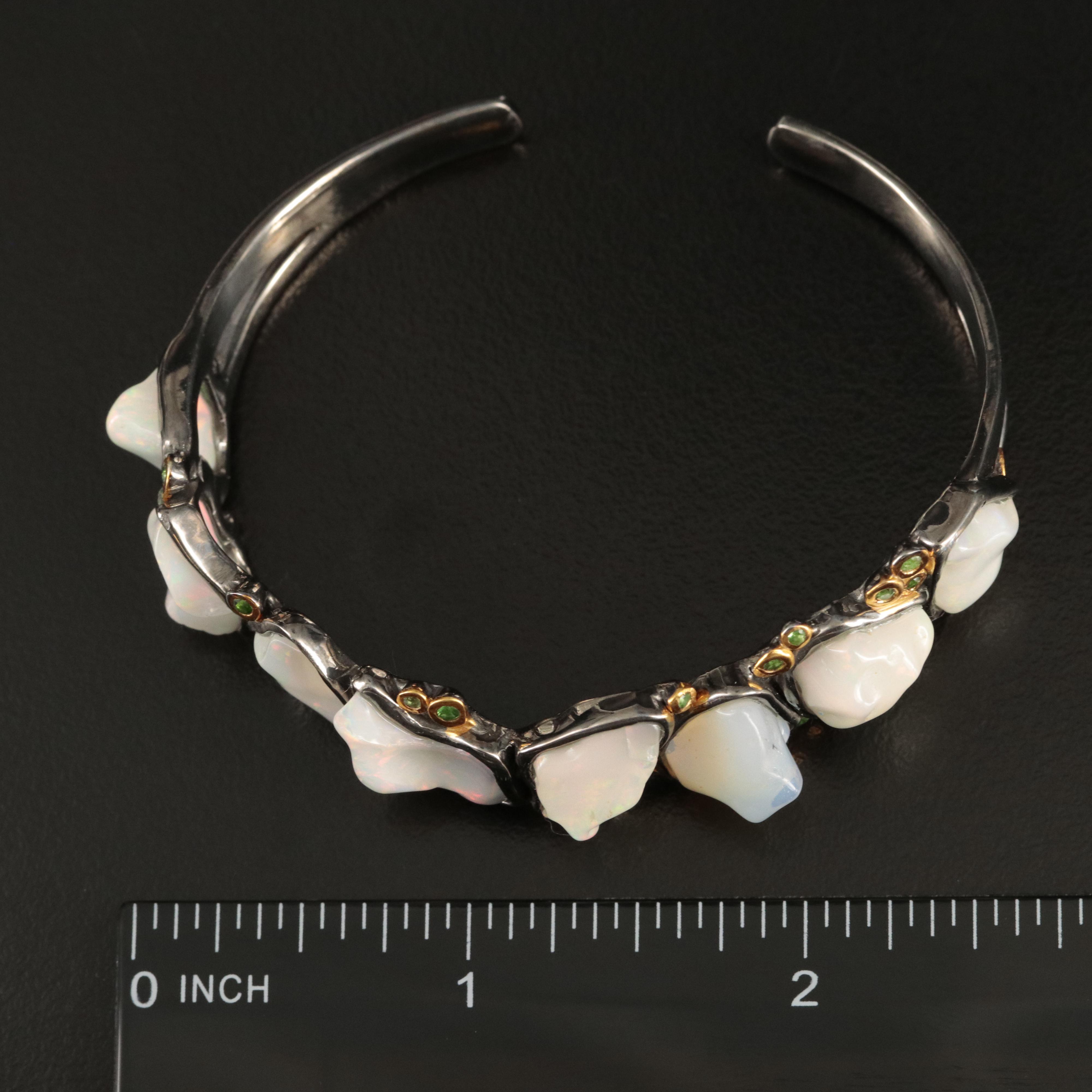 Sterling Opal and Diopside Cuff