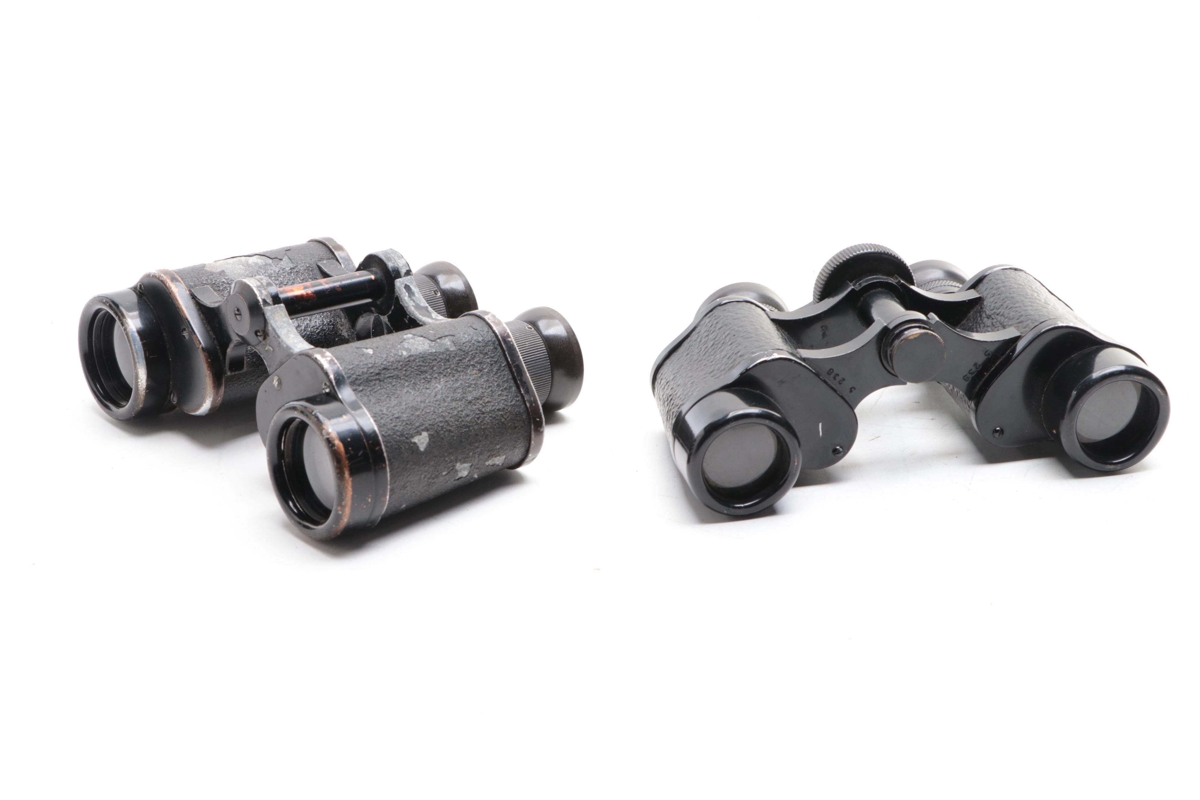 Ernst Leitz Wetzlar BIDOX and Clomont MIMA Binoculars with Leather Cases