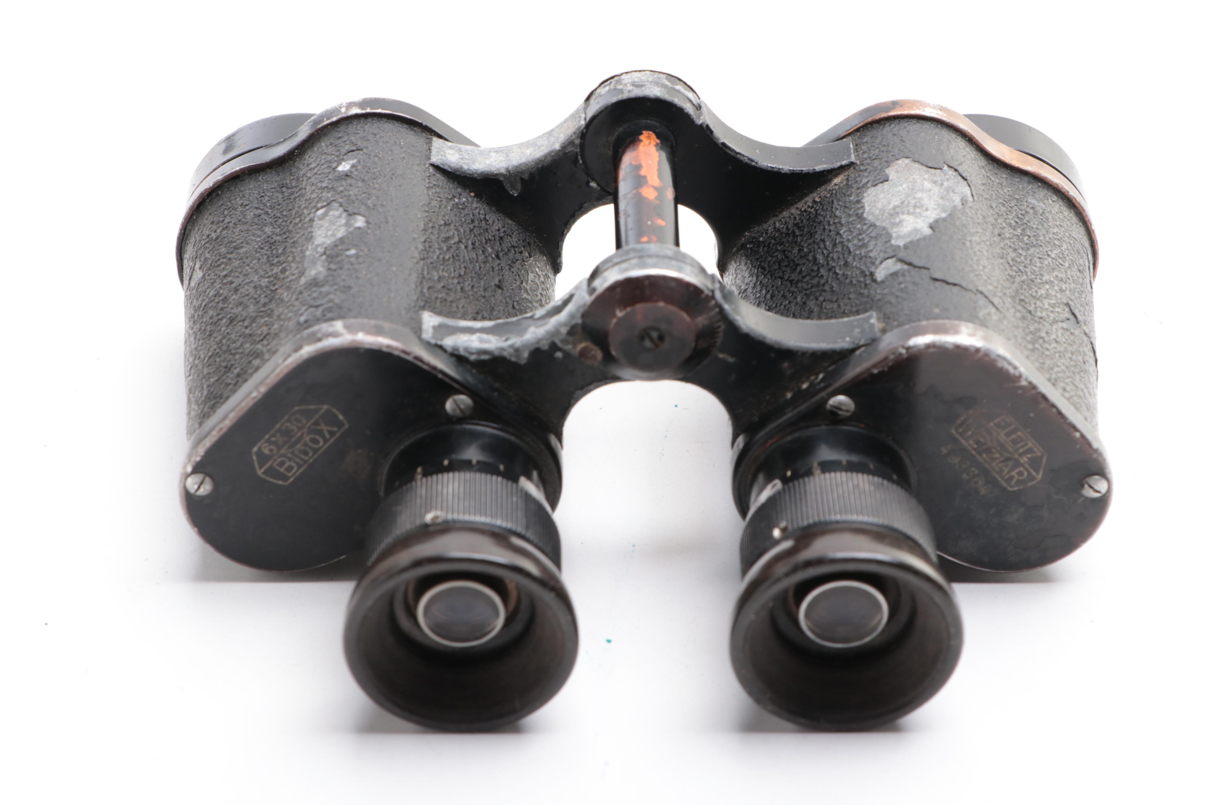 Ernst Leitz Wetzlar BIDOX and Clomont MIMA Binoculars with Leather Cases