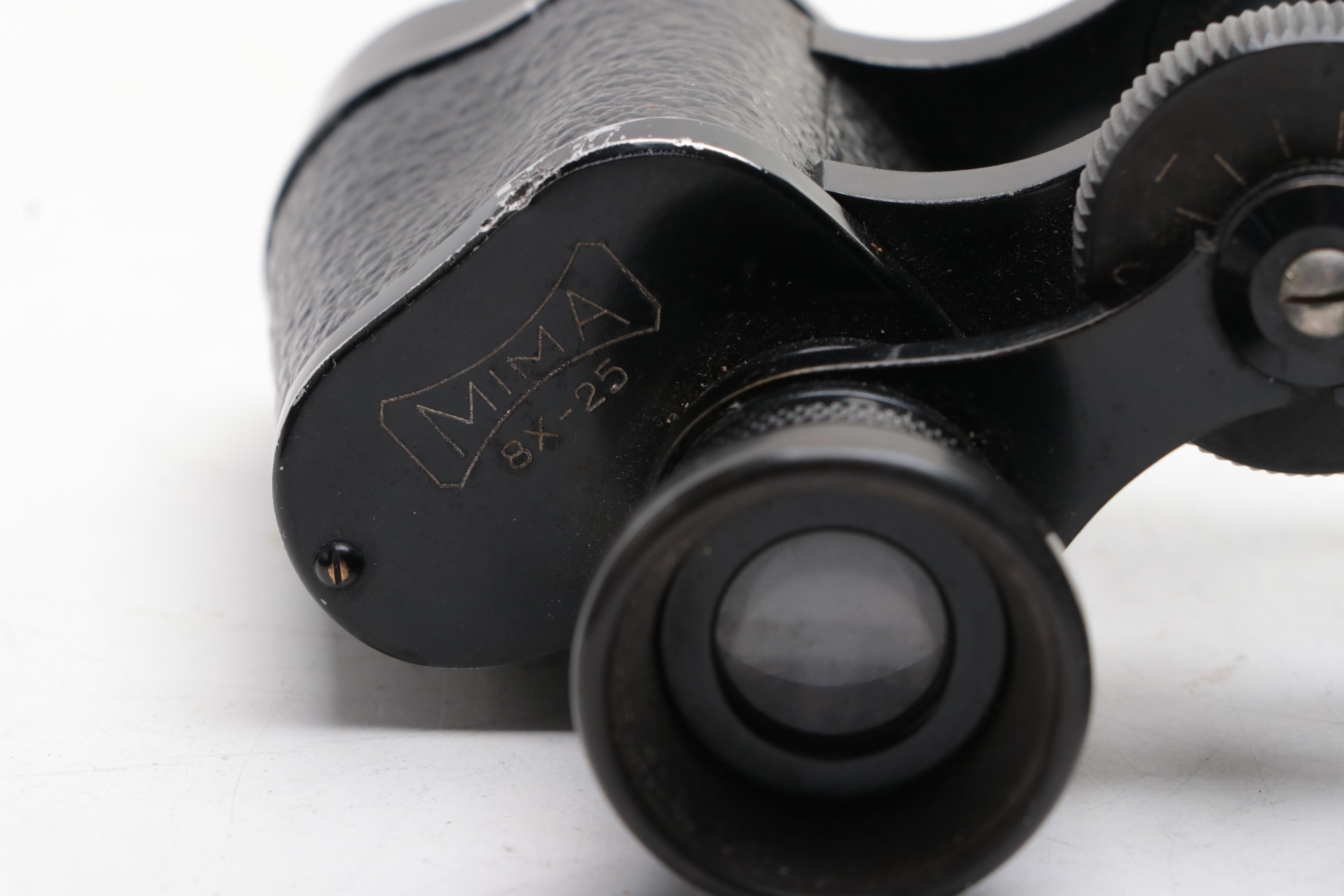 Ernst Leitz Wetzlar BIDOX and Clomont MIMA Binoculars with Leather Cases