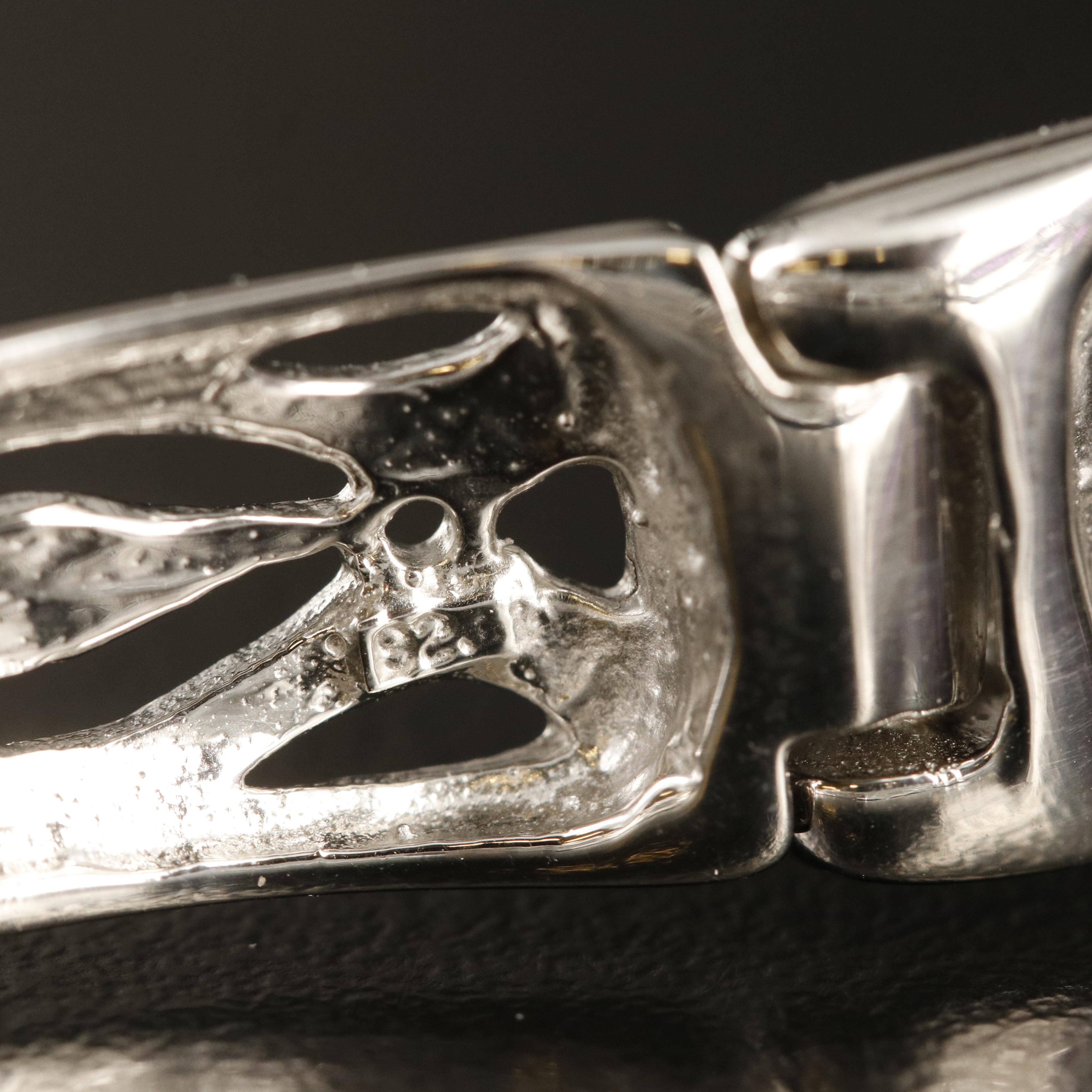 Sterling Amethyst and Rhodolite Garnet Openwork Hinged Bangle