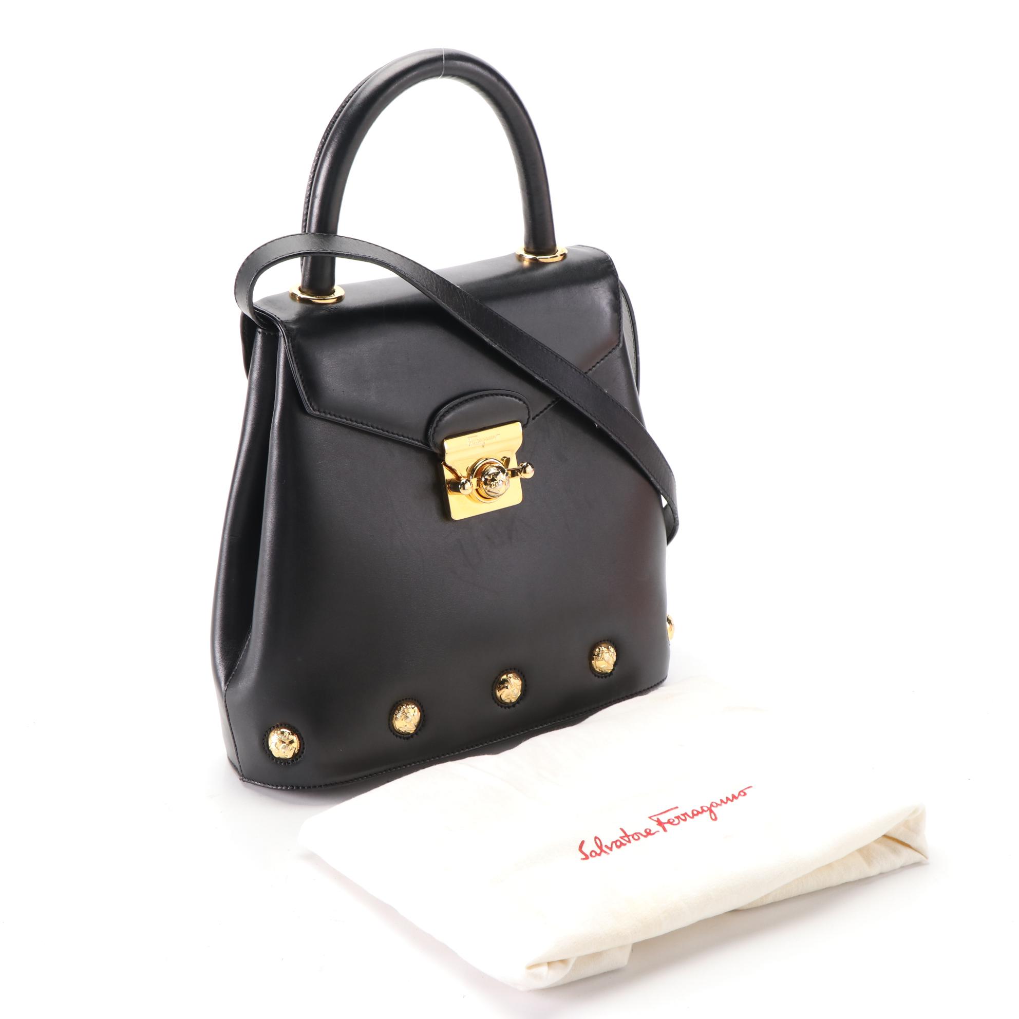 Salvatore Ferragamo Studded Leather Flap Lock Bag