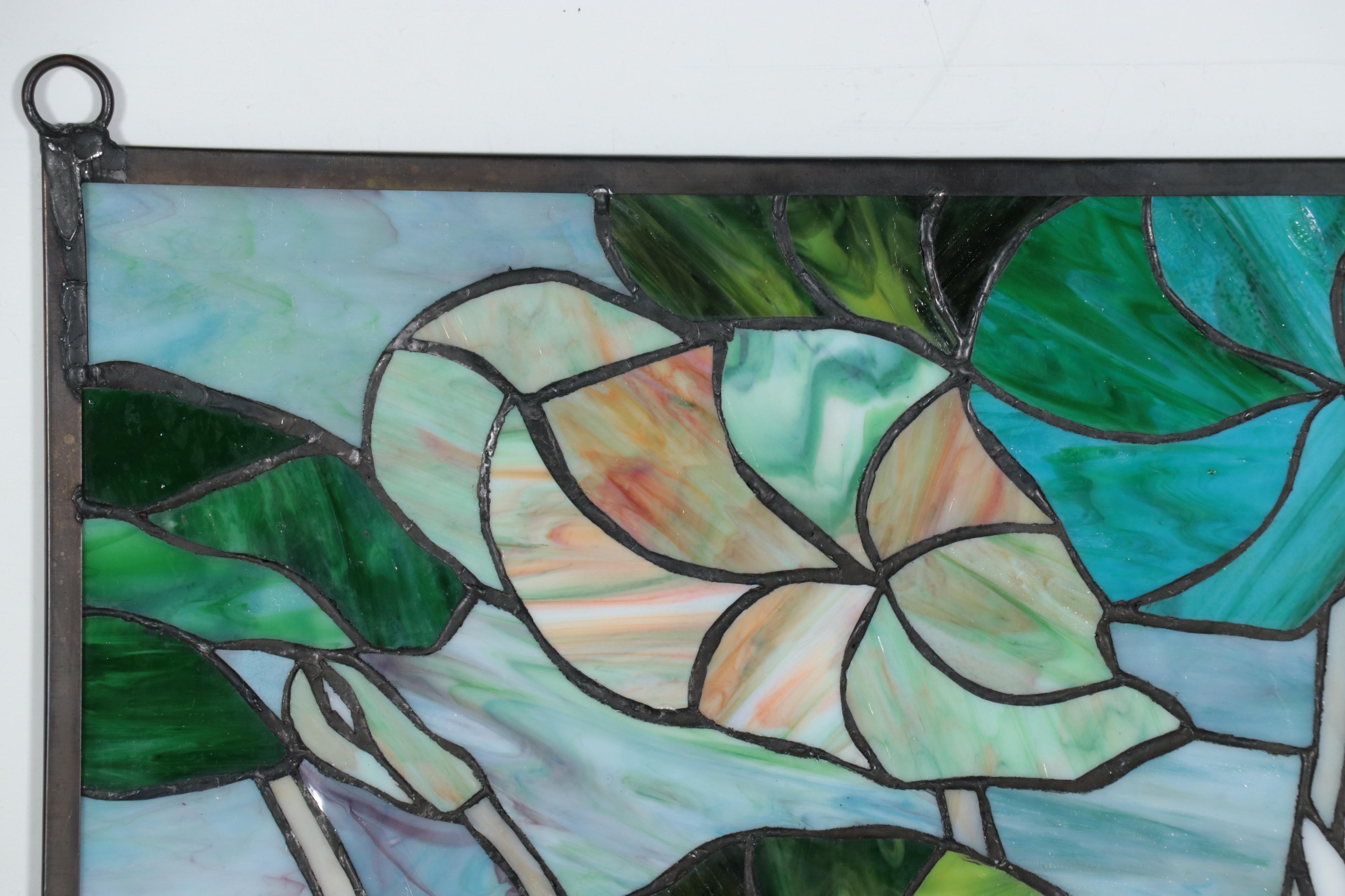 Floral Slag Glass Wall-Hanging