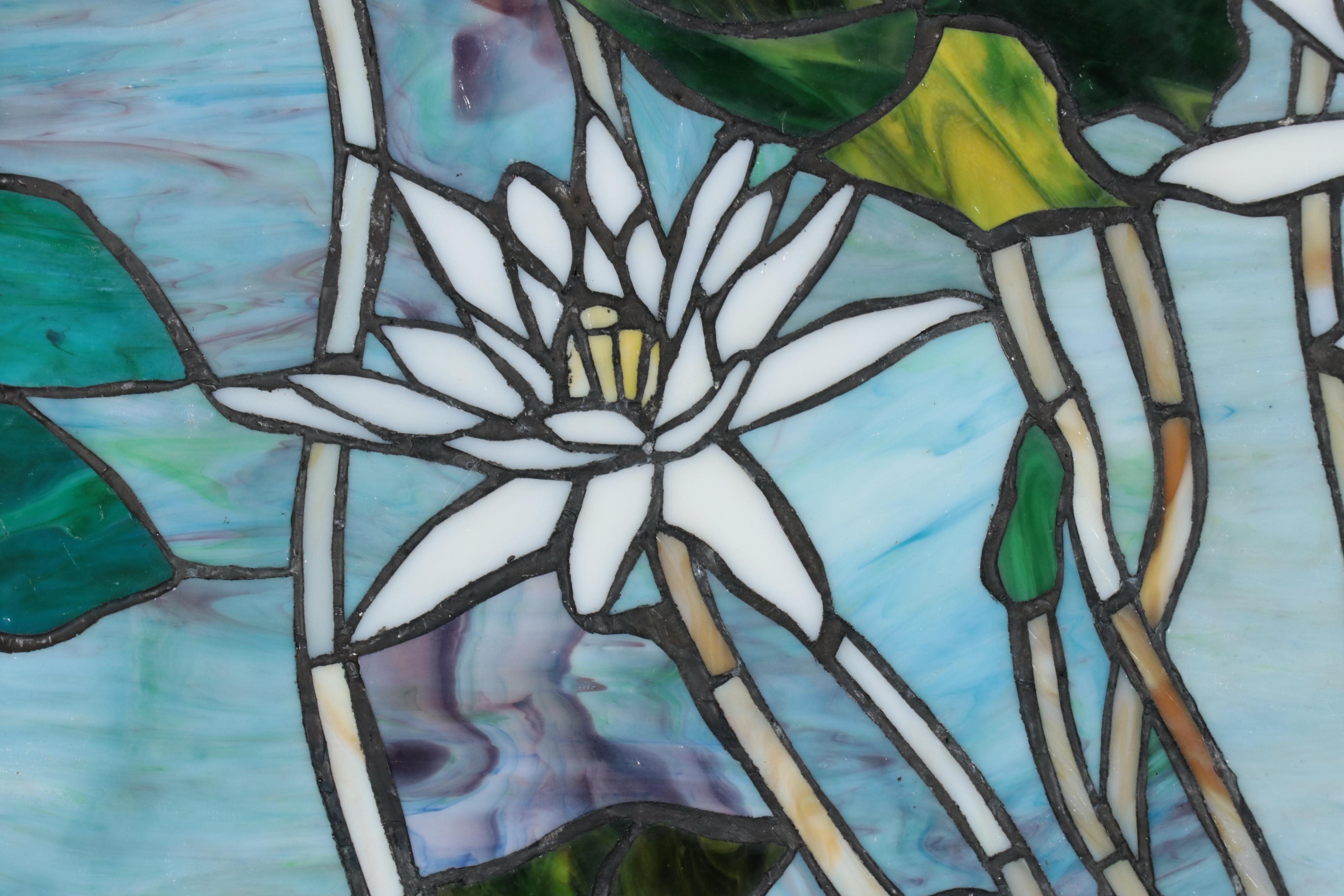 Floral Slag Glass Wall-Hanging